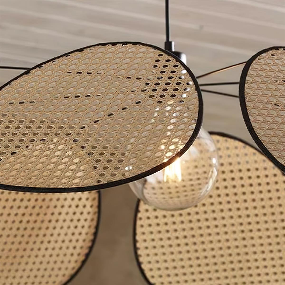 Chandelier with Rattan Petals and Metal Frame Ambient Bohemian - Neutralighting