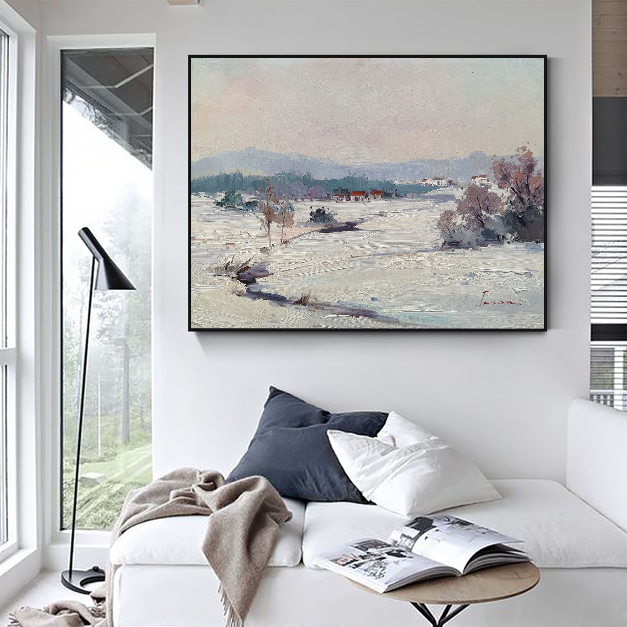 Serene Winter Countryside Landscape Canvas Wall Art