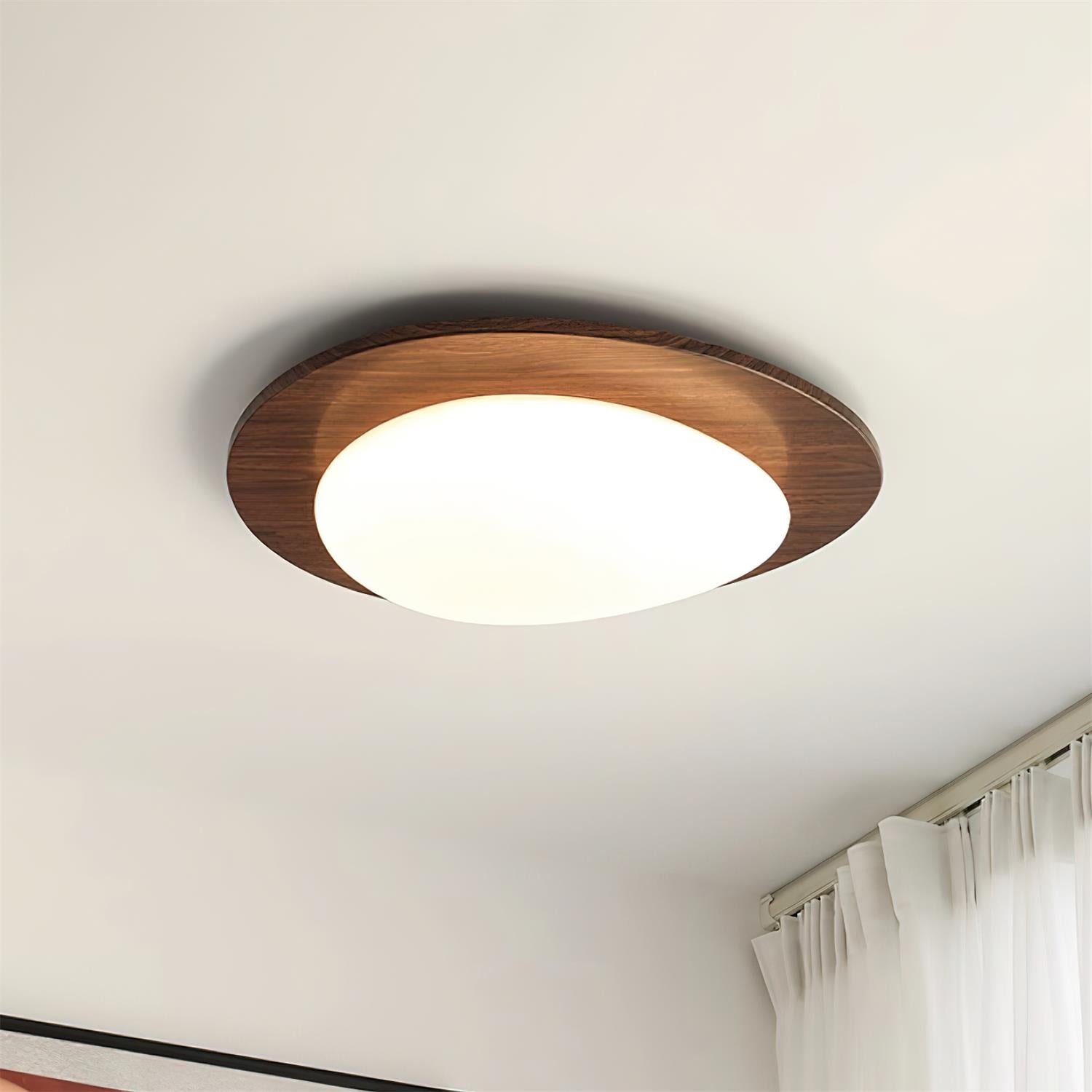 Ceiling Light Wood and Acrylic Oval Shade Minimalist Natural - Neutralighting