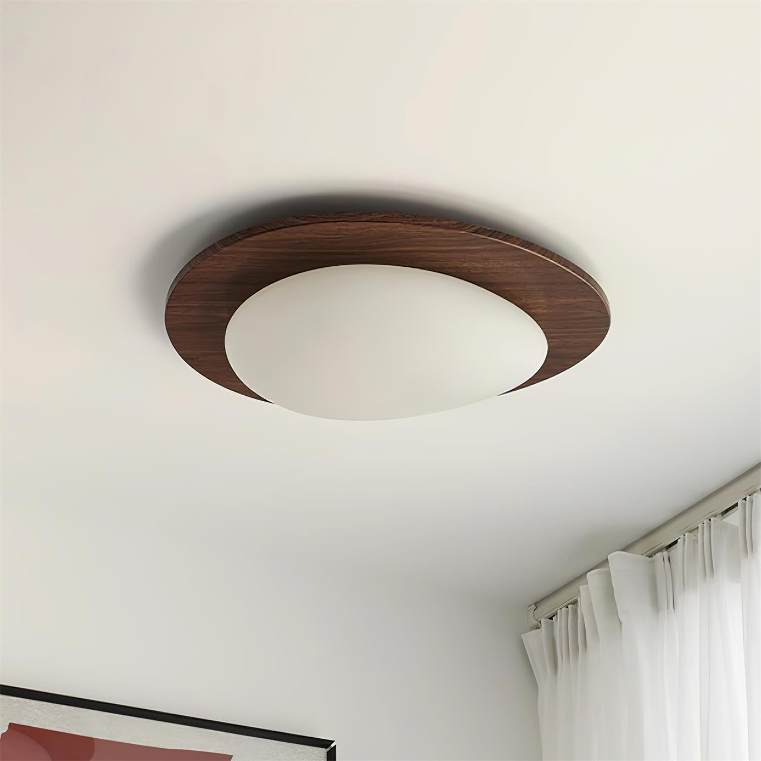 Ceiling Light Wood and Acrylic Oval Shade Minimalist Natural - Neutralighting