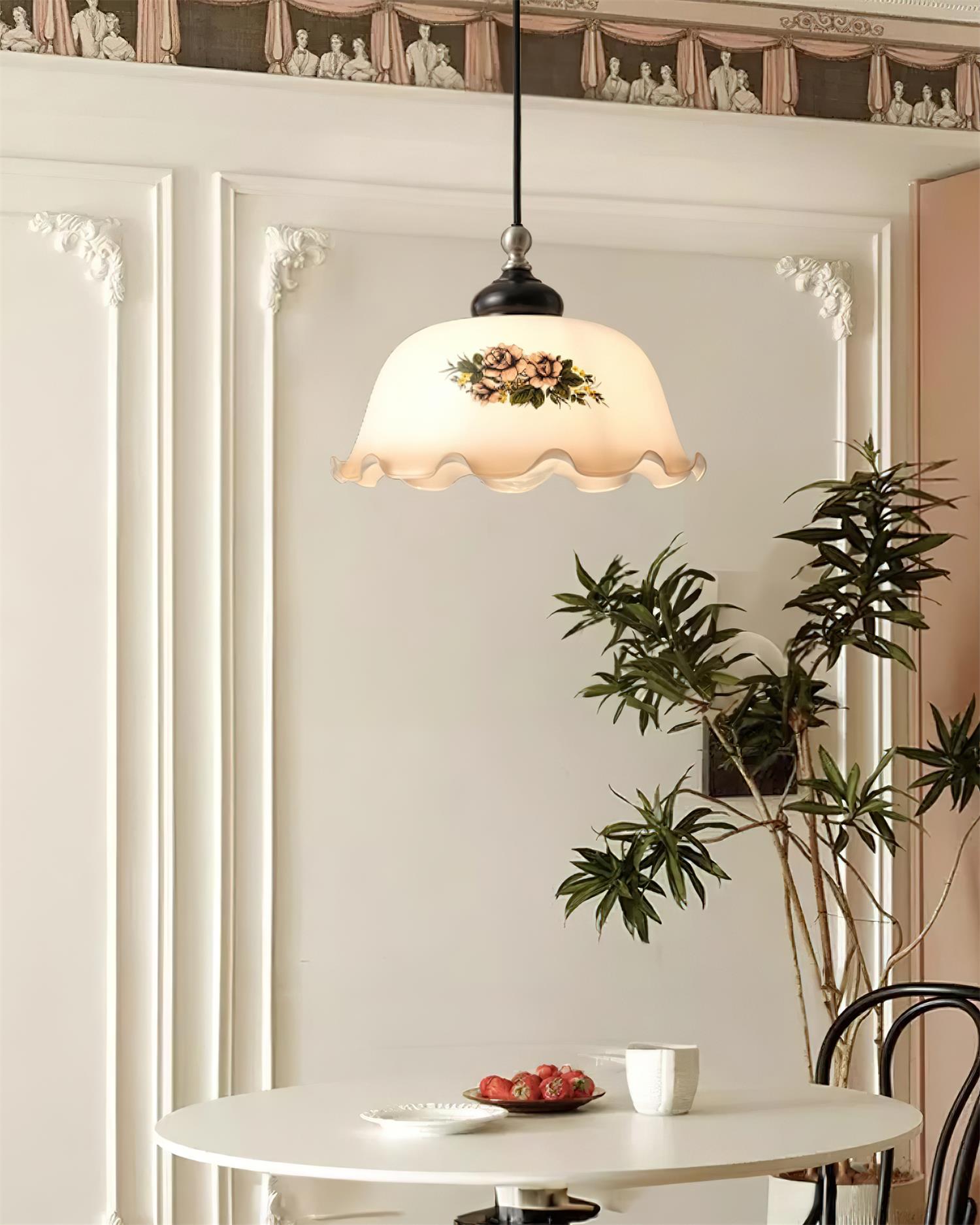 Belvia Vintage Floral Glass Pendant Light - Neutralighting