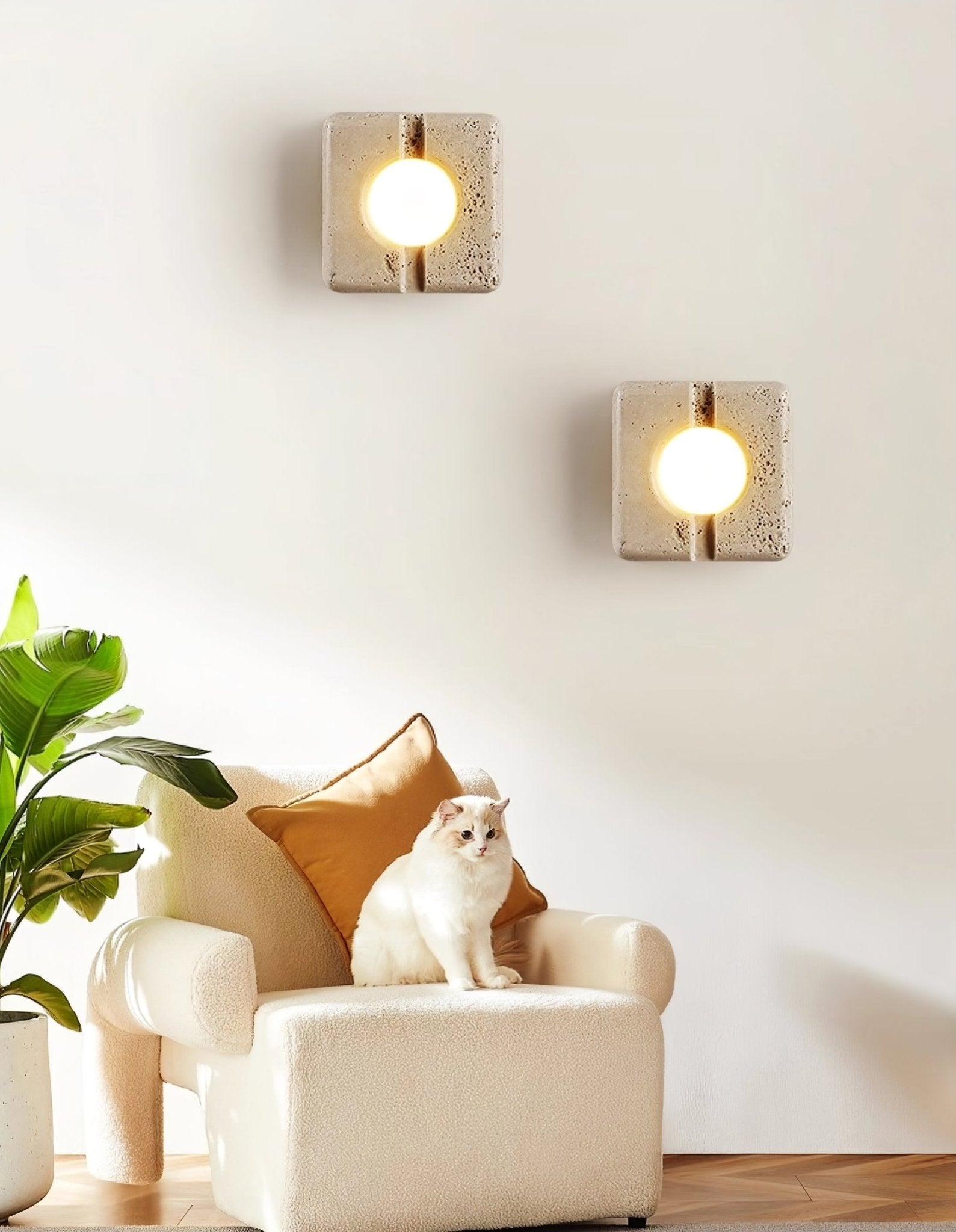 Olvenan Square Travertine Wall Light - Neutralighting