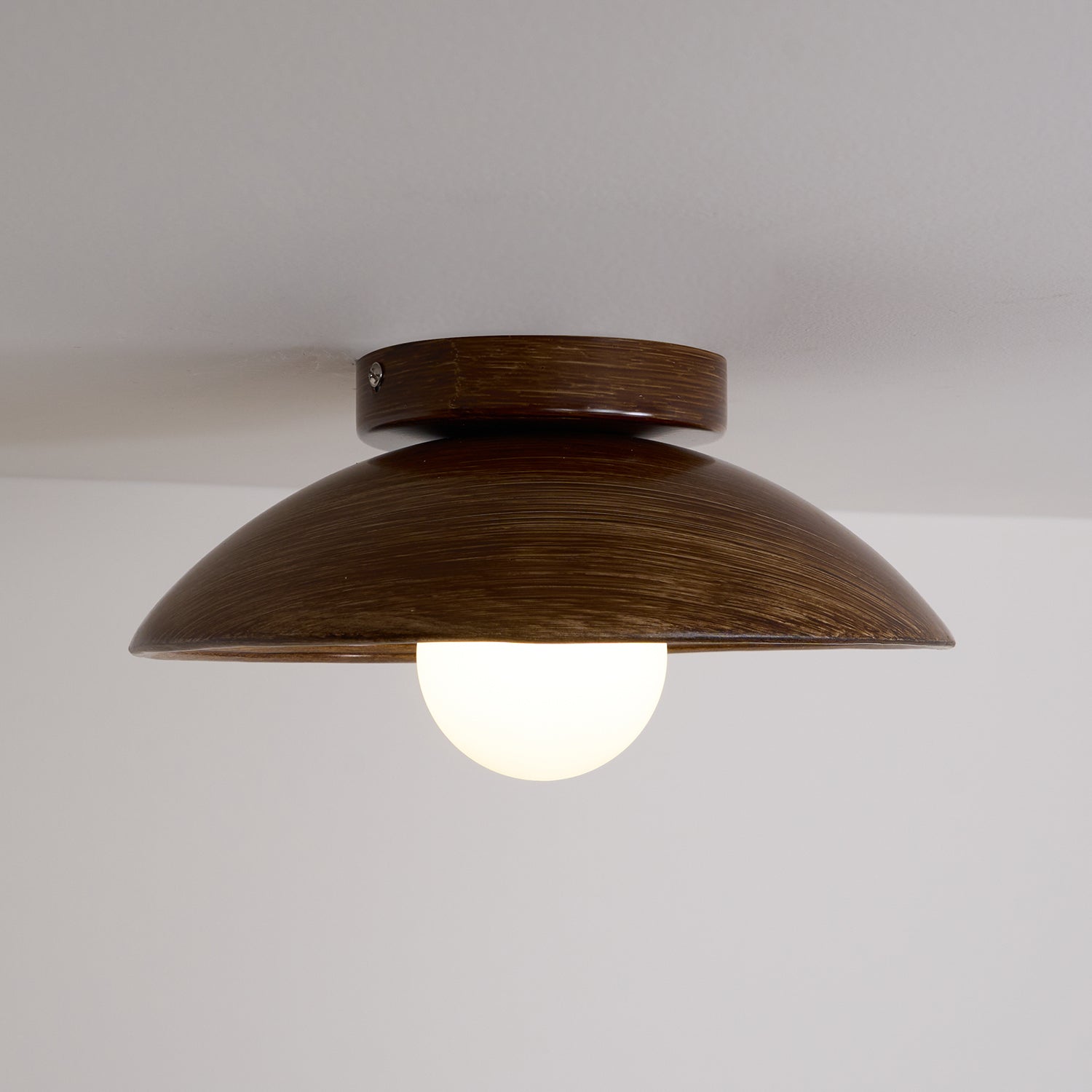 Orvian Wooden Flush Mount Ceiling Light with Round Globe - Neutralighting
