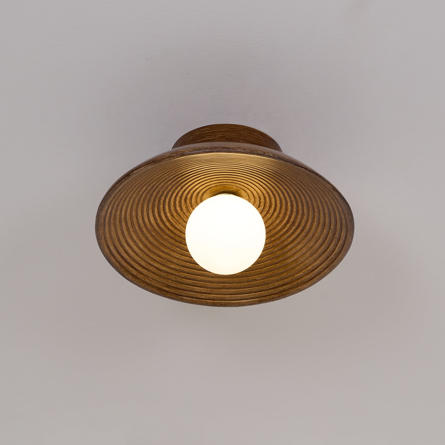 Orvian Wooden Flush Mount Ceiling Light with Round Globe - Neutralighting