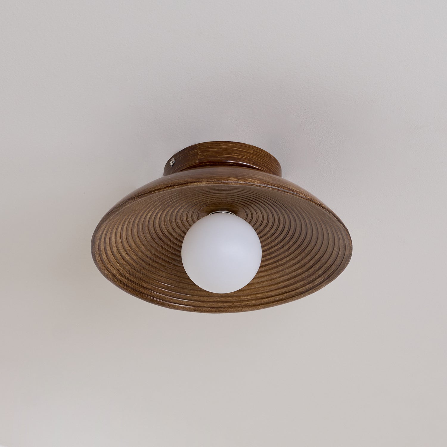 Orvian Wooden Flush Mount Ceiling Light with Round Globe - Neutralighting