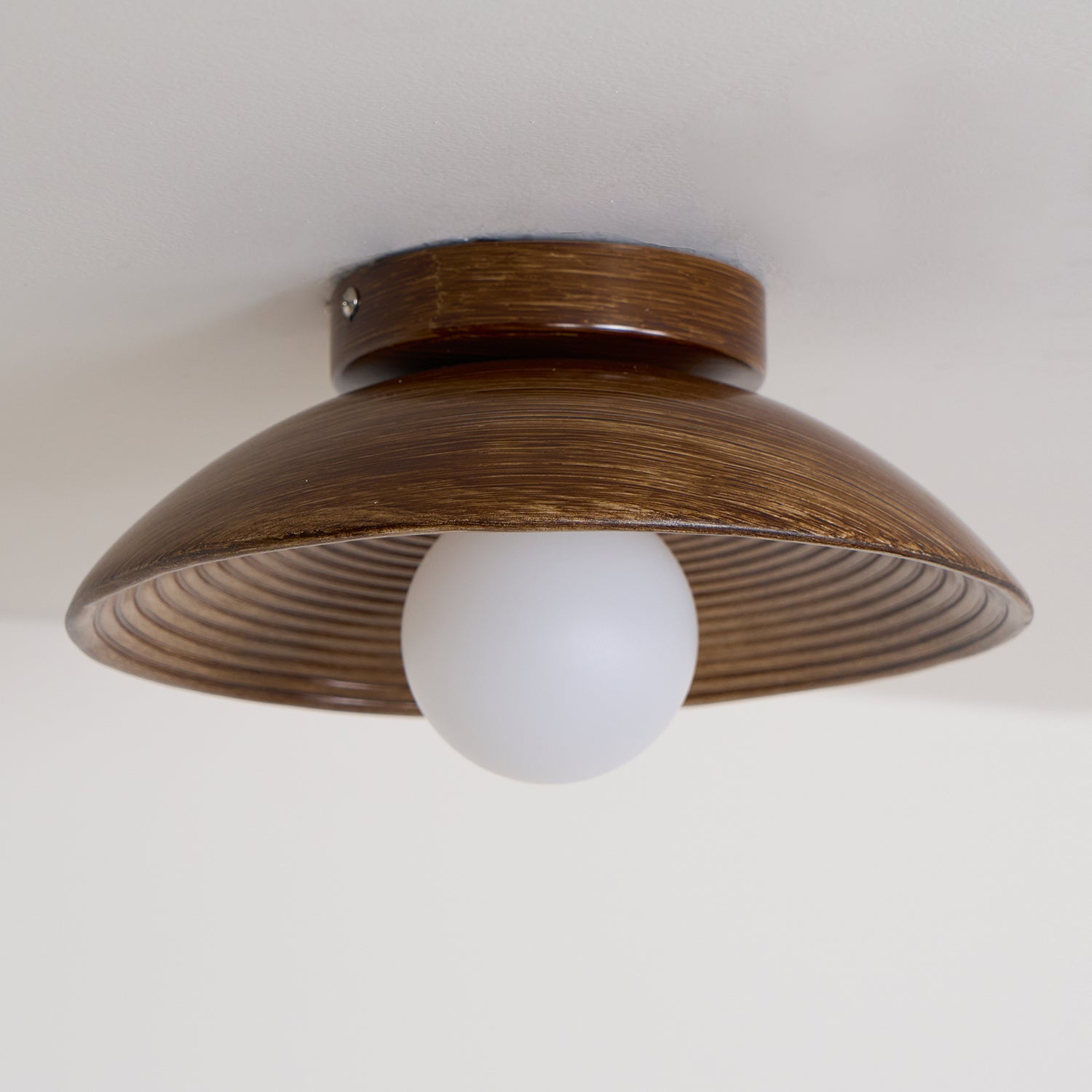 Orvian Wooden Flush Mount Ceiling Light with Round Globe - Neutralighting