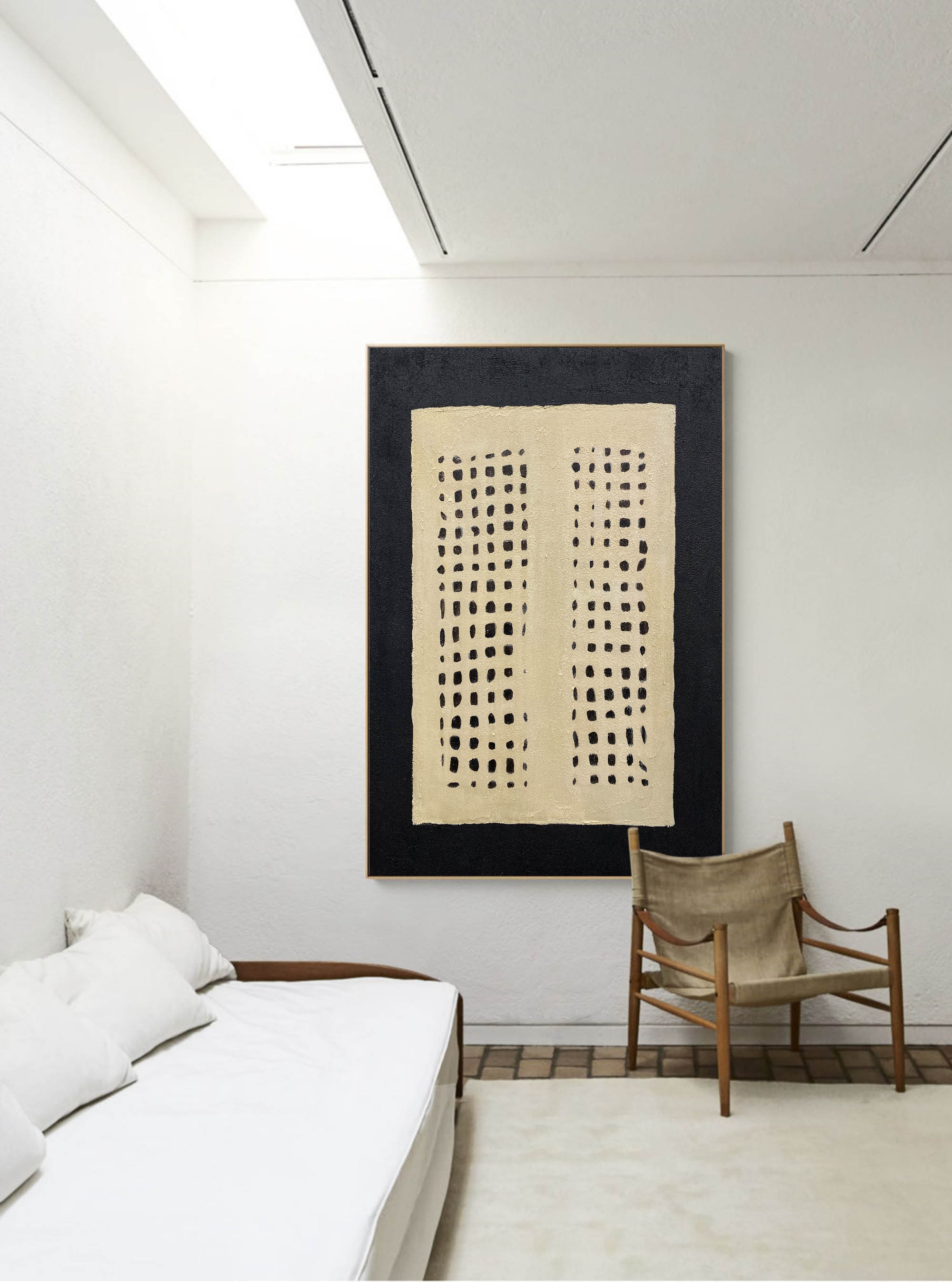 Black Beige Geometric Minimalist Painting