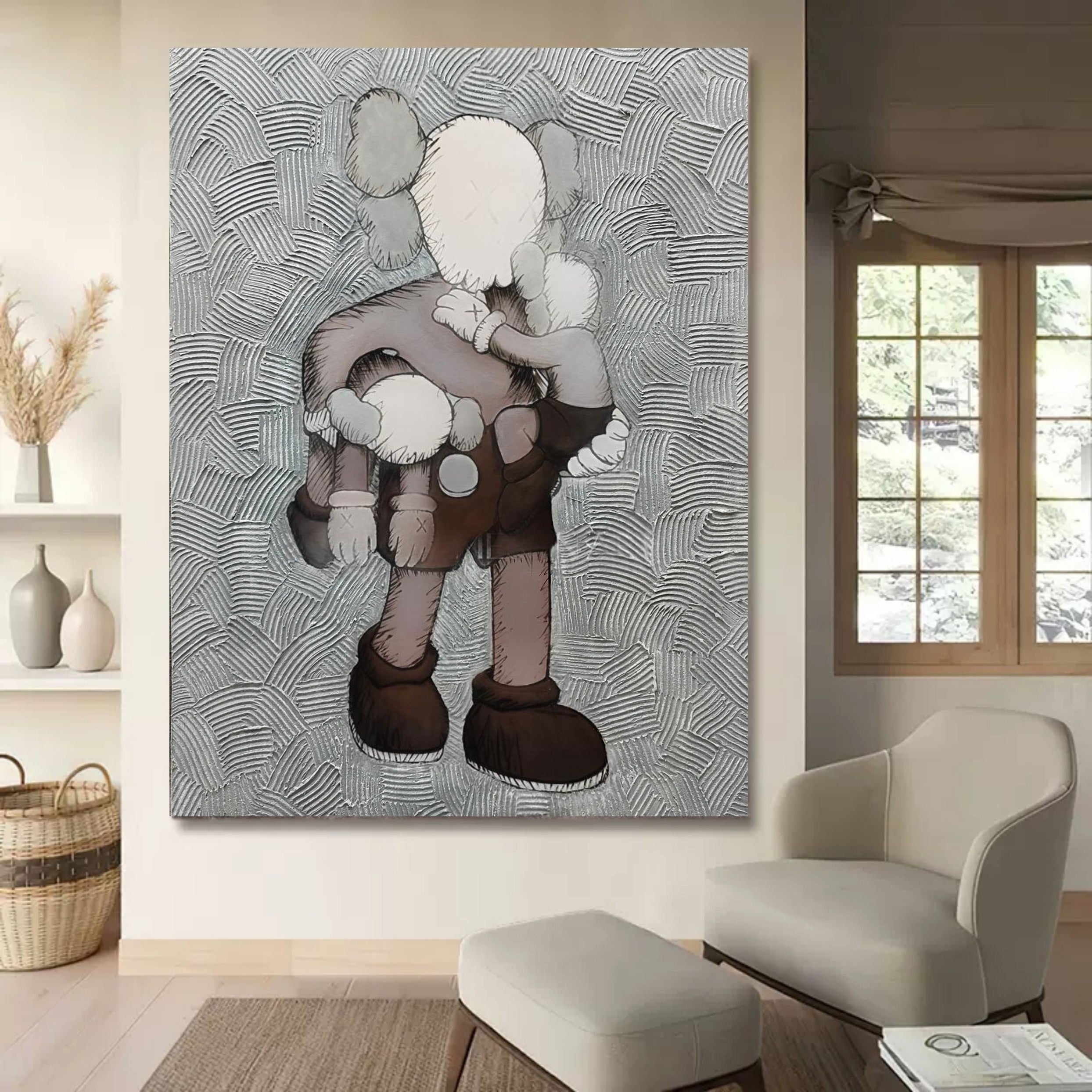 Wall Art Vertical Textured Cartoon Character Scene