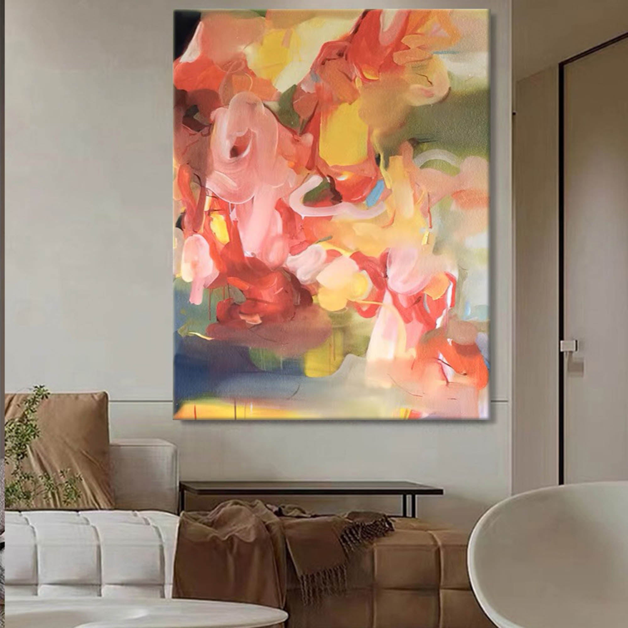 Vibrant Impasto Abstract Floral Canvas Wall Art