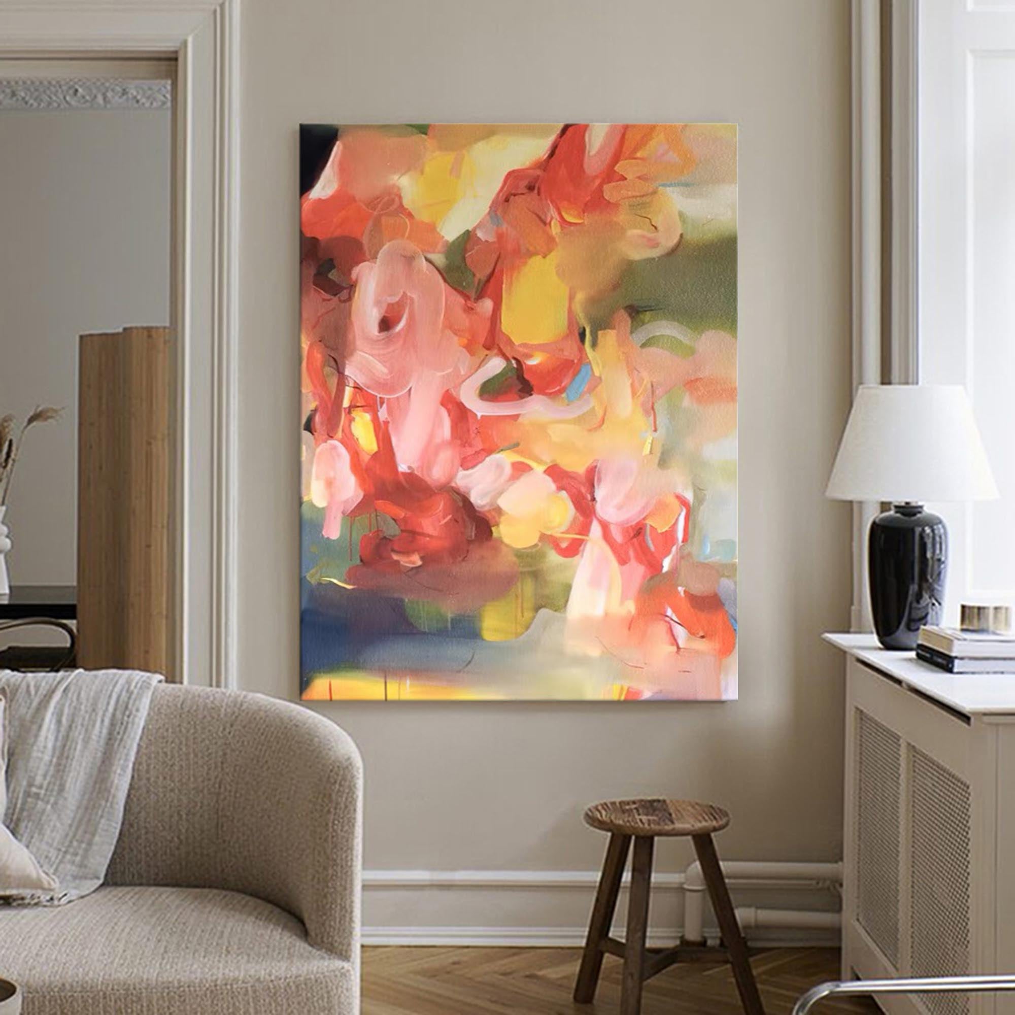 Vibrant Impasto Abstract Floral Canvas Wall Art
