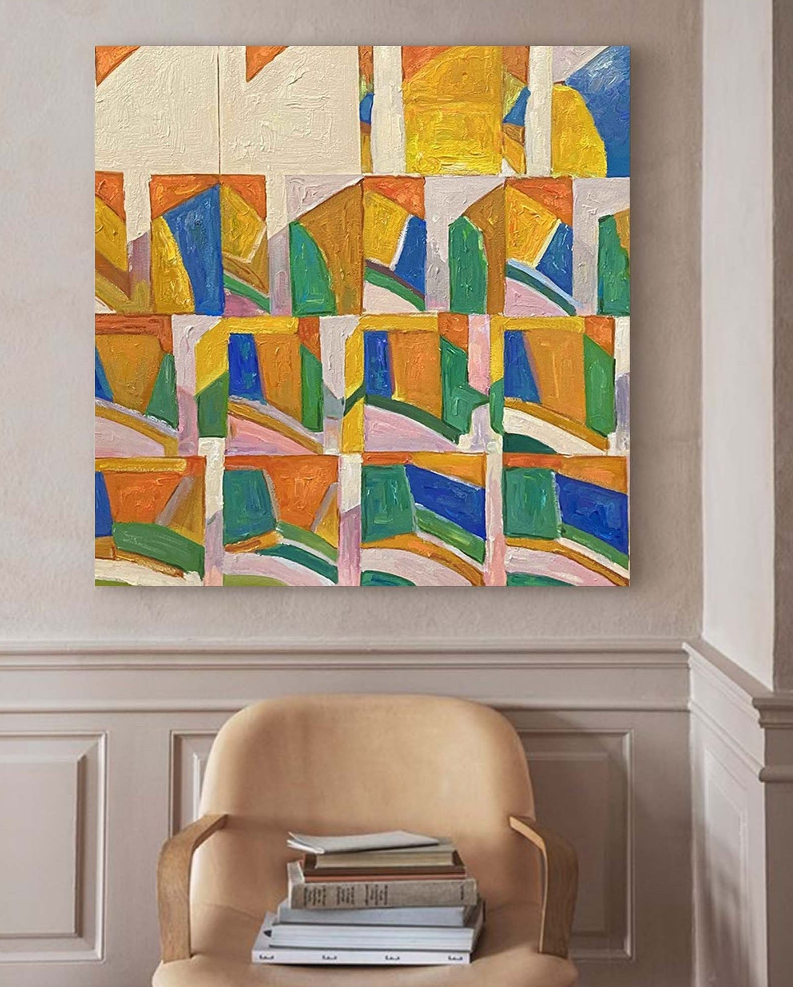 Wall Art Abstract Maximalist Color Block Grid