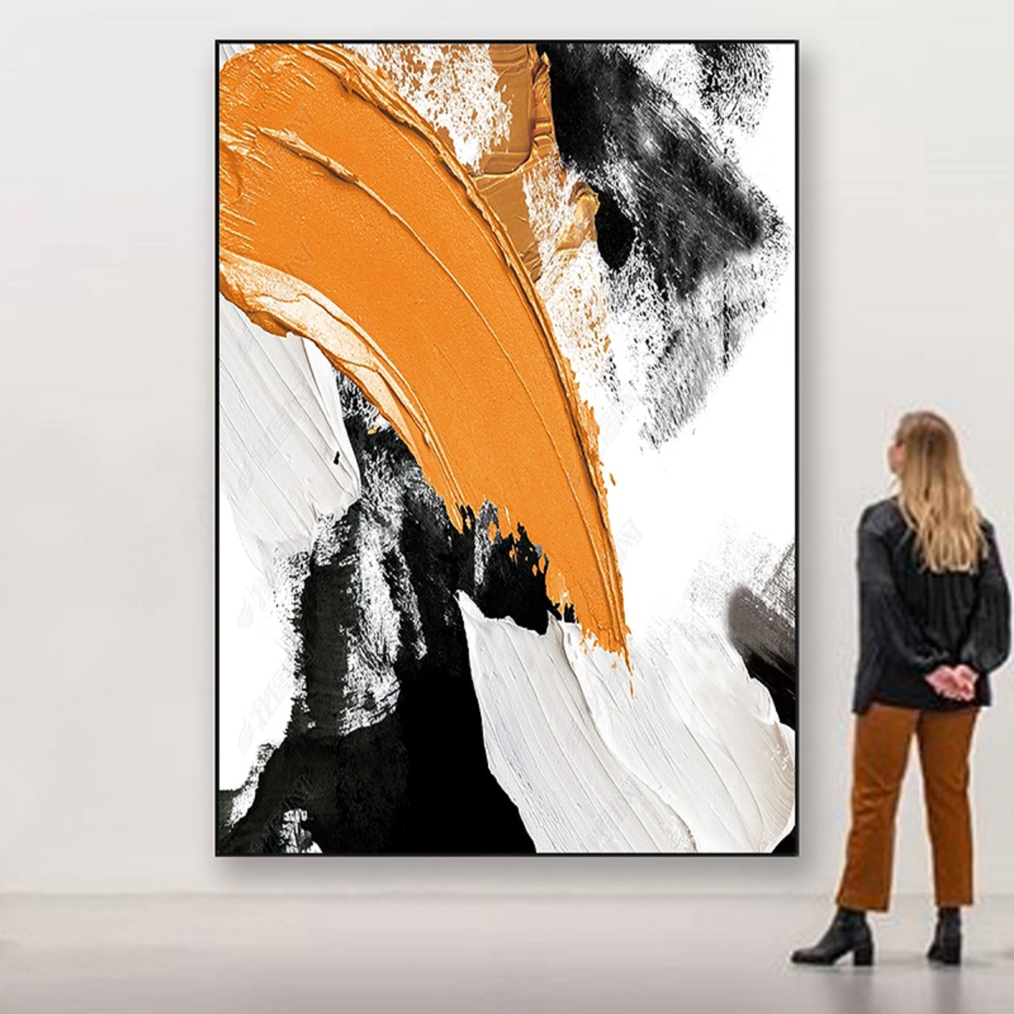 Yellow And Black Abstract Painting ABAV127 - Neutralighting