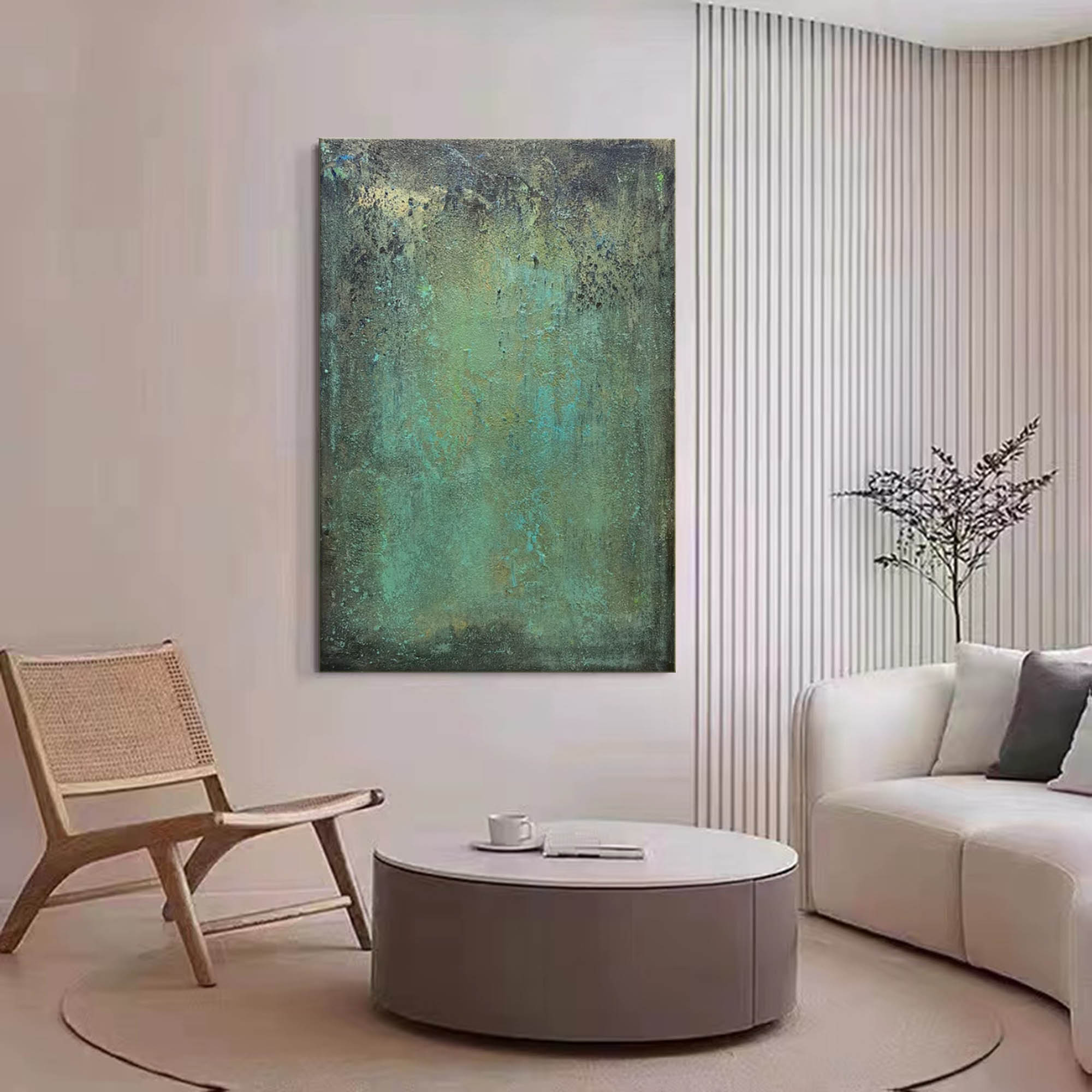 Moody Landscape Painting Teal And Black Atmospheric