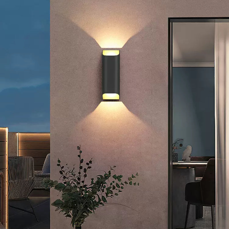 Ray Modern Solar Up Down Metal Outdoor Wall Lamp, Balck - Neutralighting