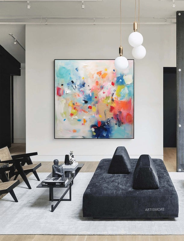 Colorful Abstract Pastel Canvas Oil Painting