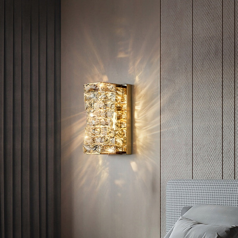Kristy Modern Rectangular Vanity Metal Crystal LED Wall Lamp - Neutralighting