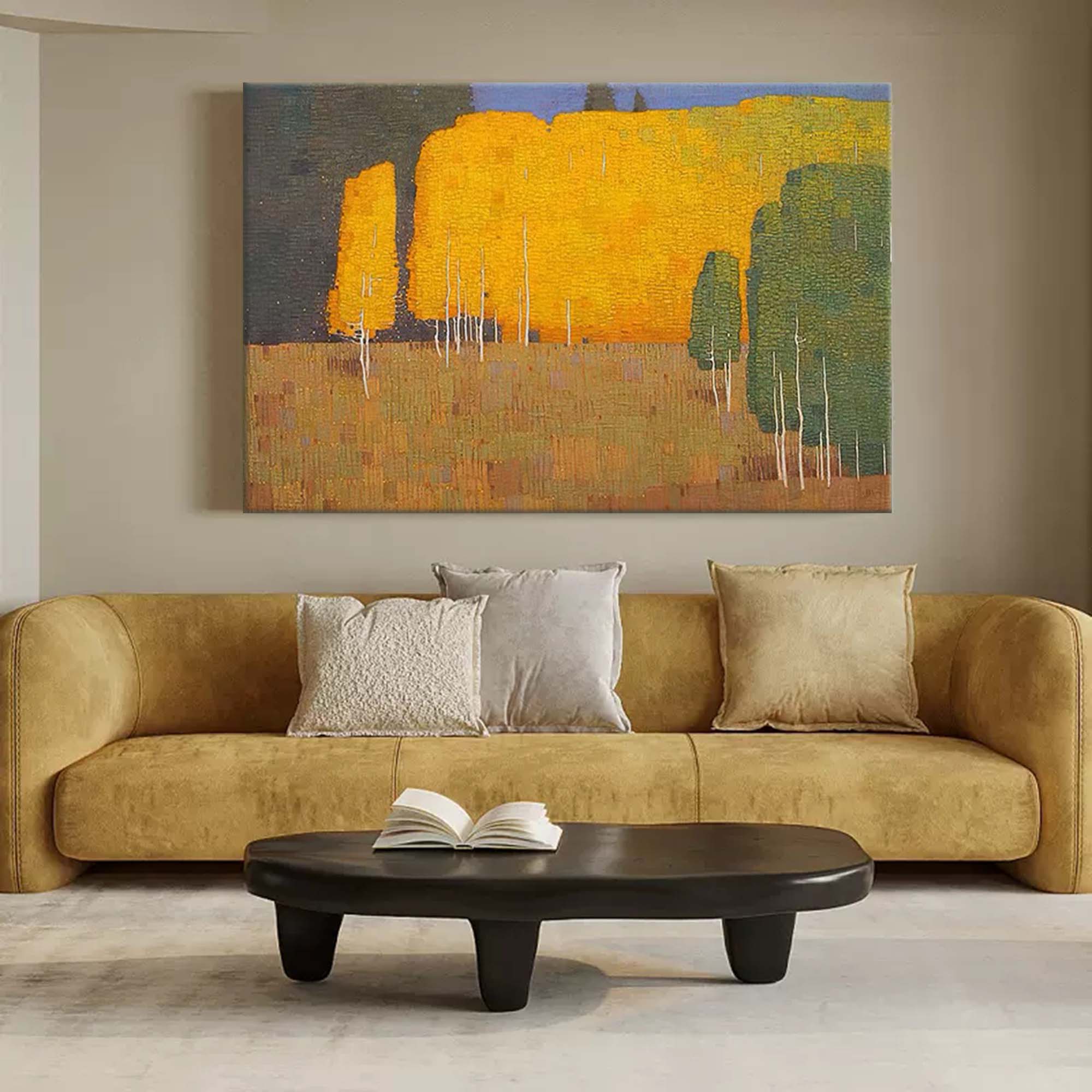 Golden Autumn Forest Landscape Canvas Wall Art