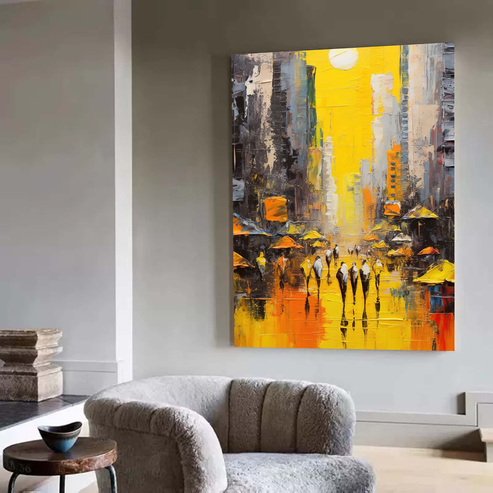 Wall Art Architecture City Street Scene Impasto Modern