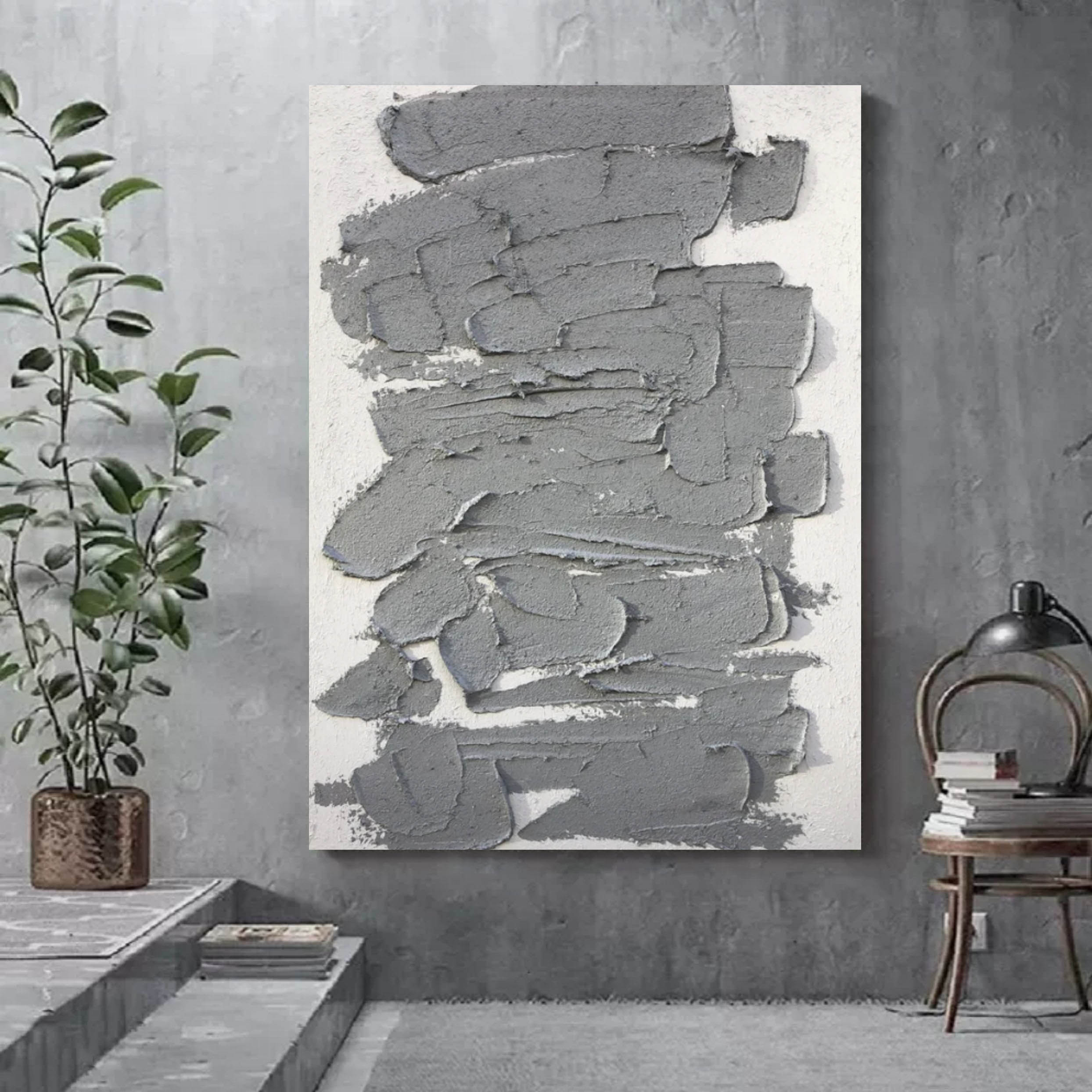 Wall Art Vertical Abstract Slate Patch Charcoal