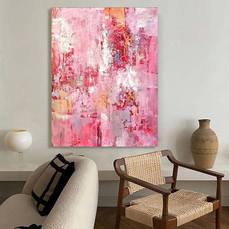 Wall Art Pink Abstract Canvas Contemporary Texture Living Room | Neutralighting
