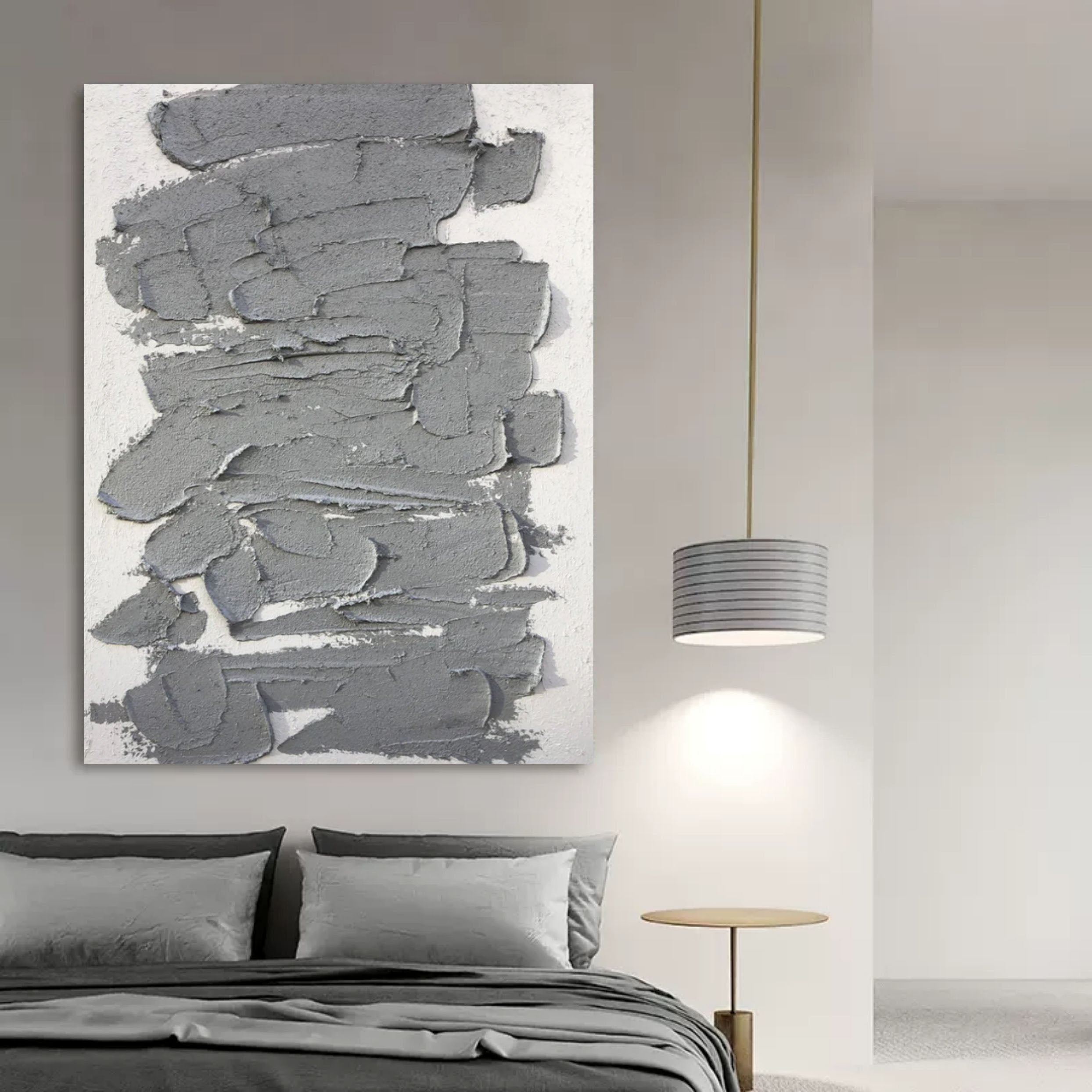 Wall Art Vertical Abstract Slate Patch Charcoal