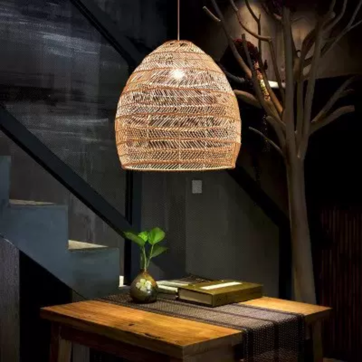 Muto Design Retro LED Pendant Light Black/Wood Wood Bedroom/Living Room/Study Room/Hall - Neutralighting