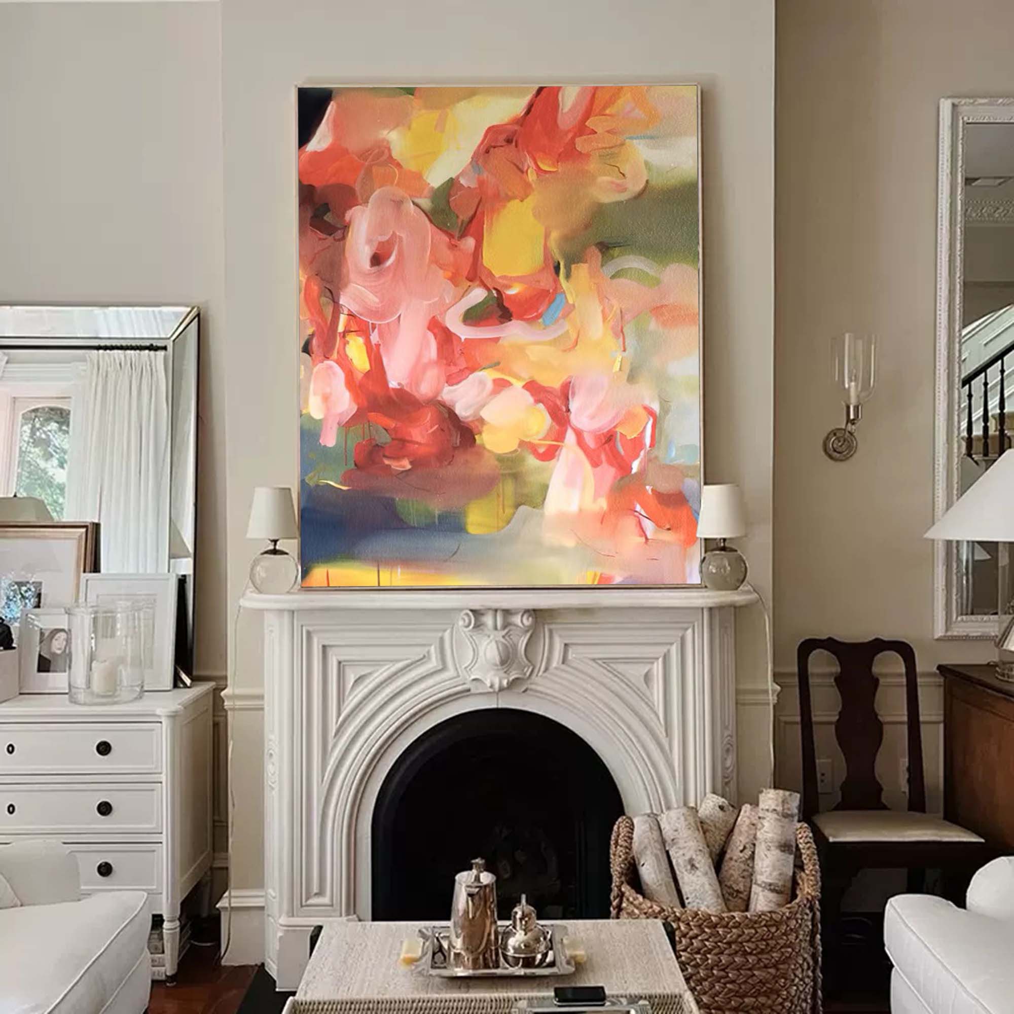 Vibrant Impasto Abstract Floral Canvas Wall Art
