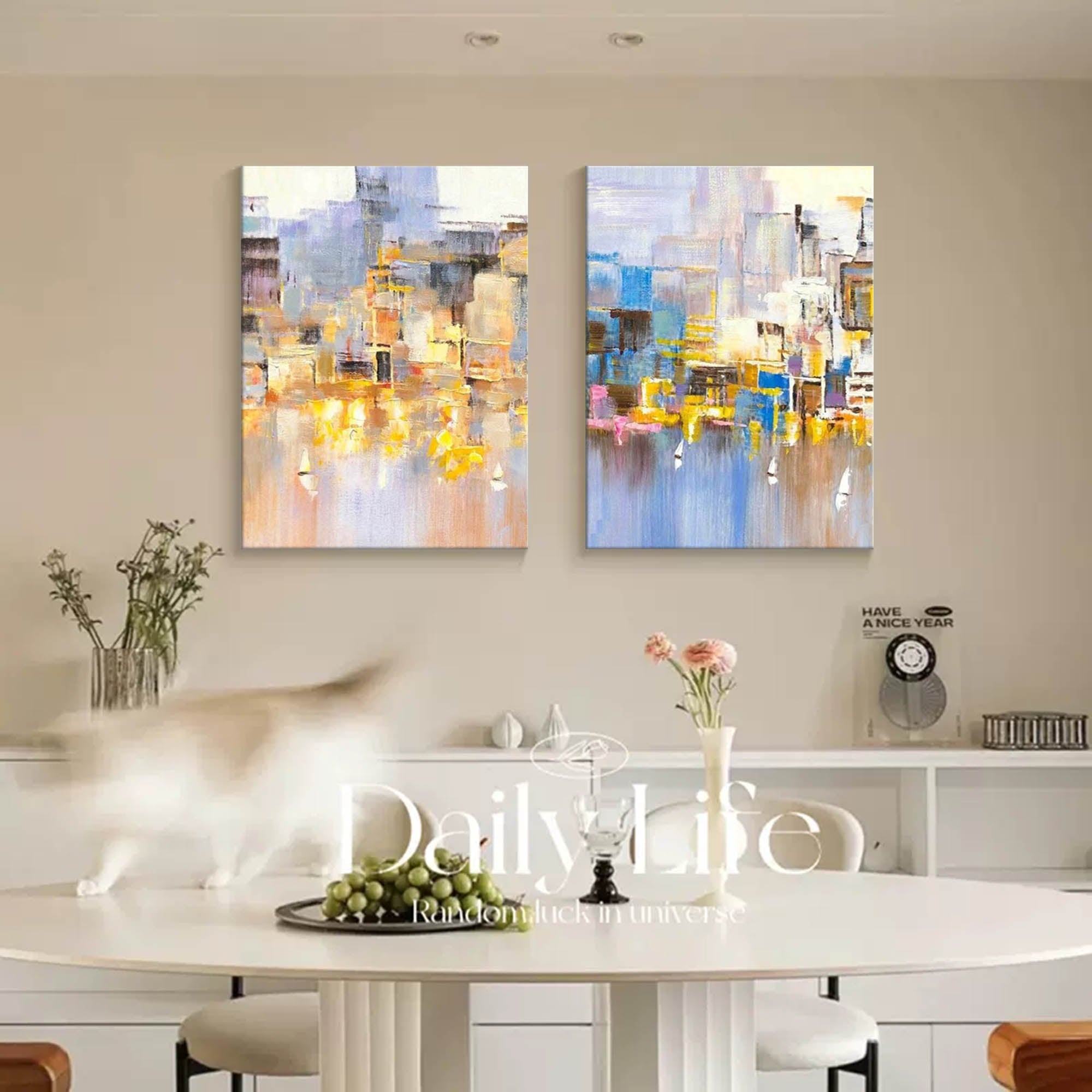 Harbor Abstract Impasto Canvas Wall