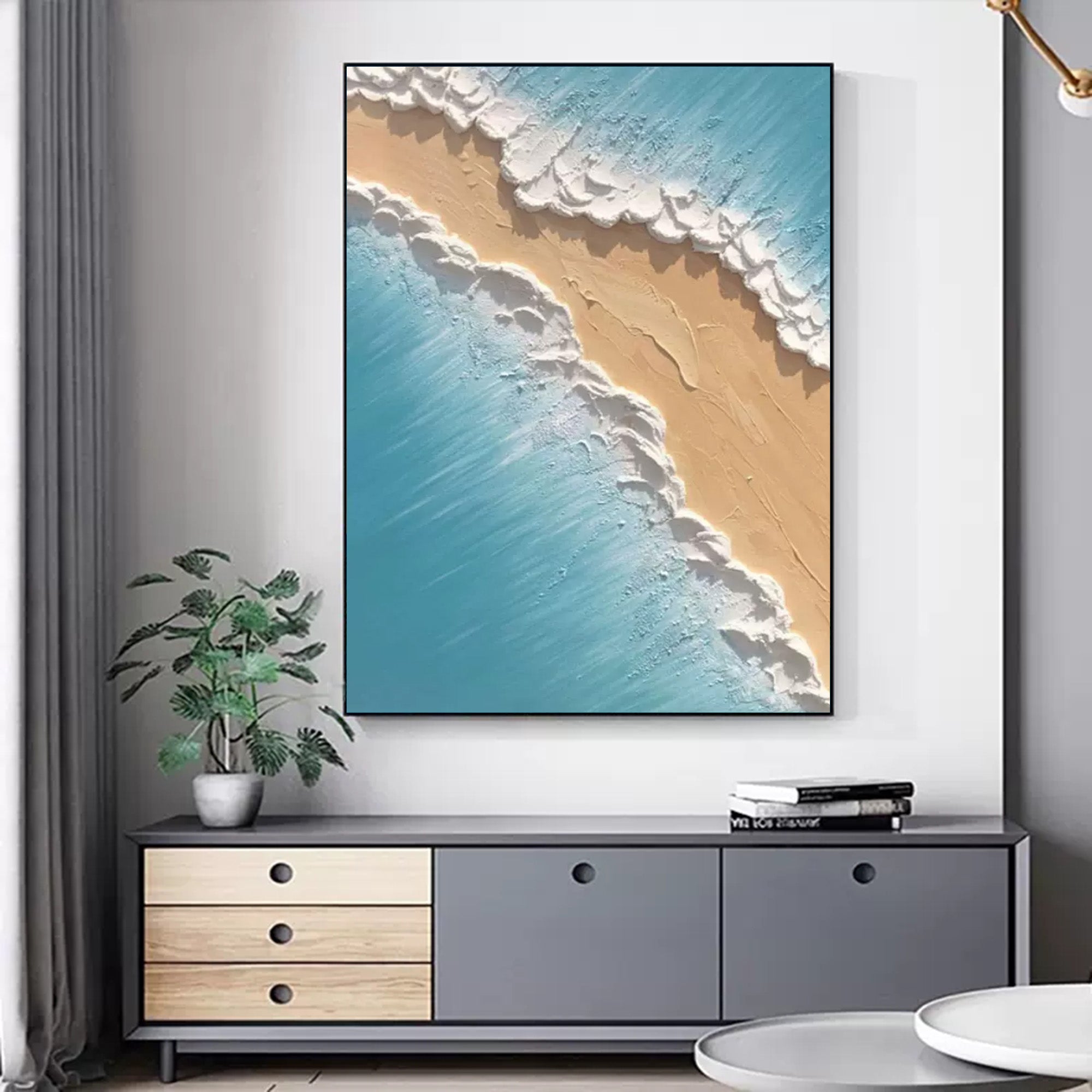 Wall Art Textured Coastal Beach Wave Seascape