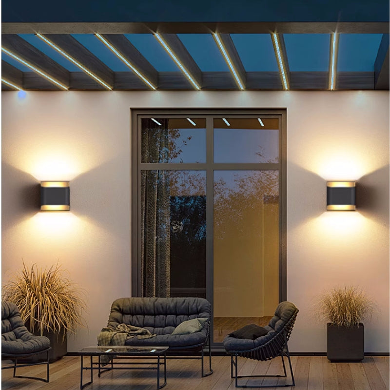 Ray Modern Solar Up Down Metal Outdoor Wall Lamp, Balck - Neutralighting