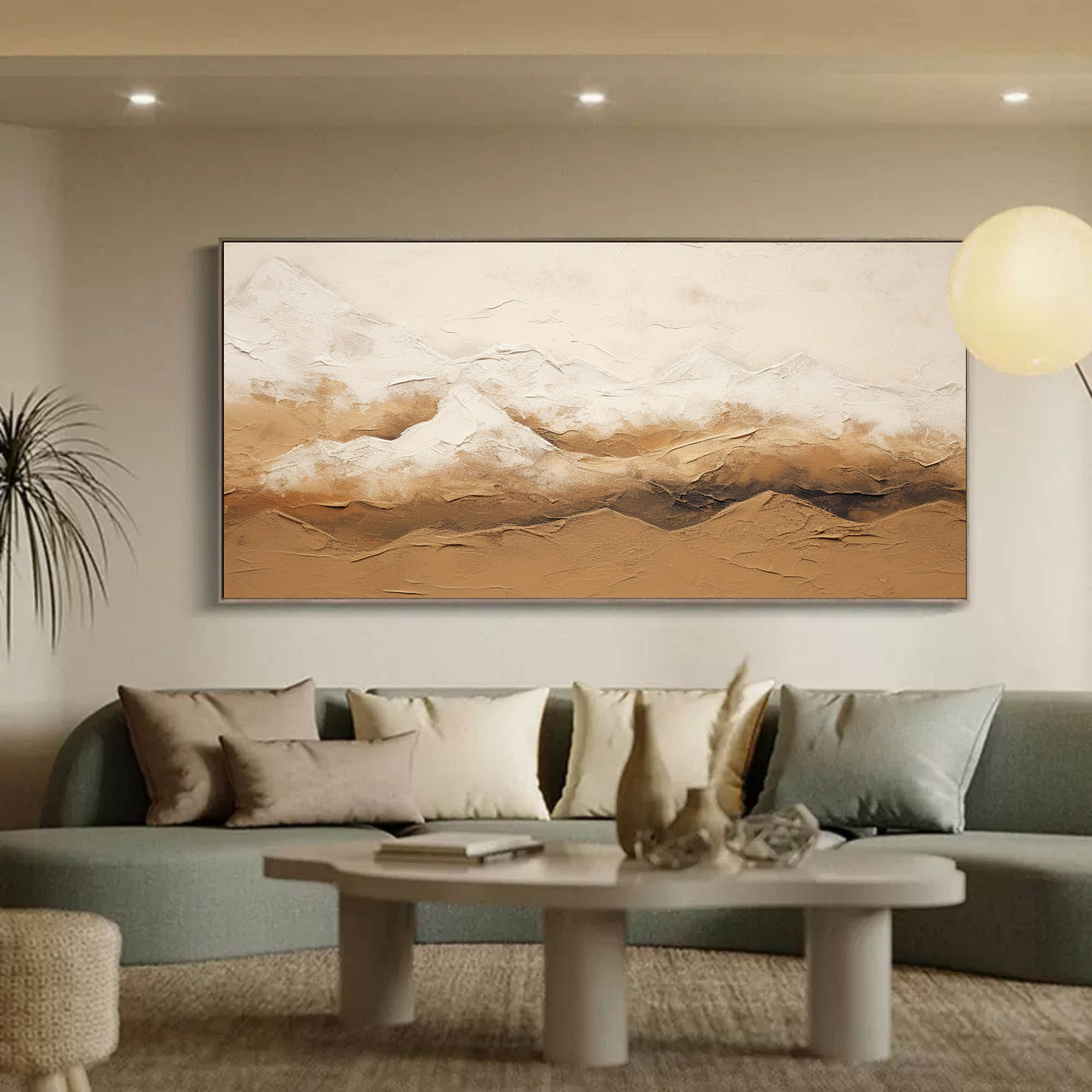 Wall Art Beige Mountain Plaster Landscape Canvas