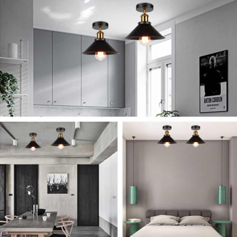 Austin Industrial Cone Metal Ceiling Light, Black - Neutralighting