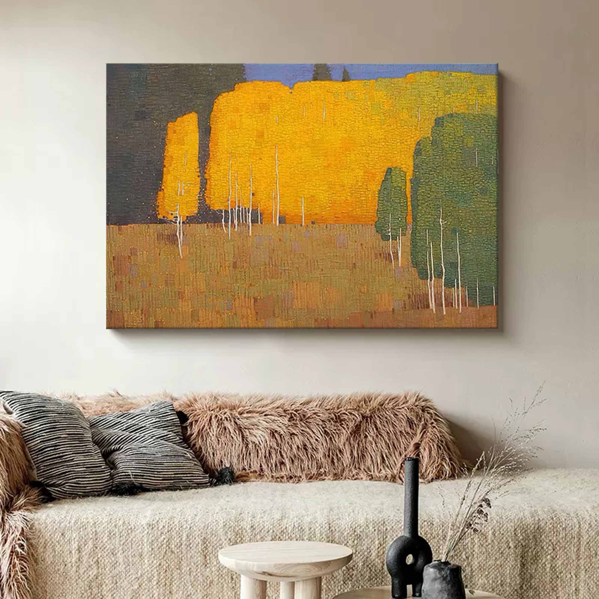 Golden Autumn Forest Landscape Canvas Wall Art