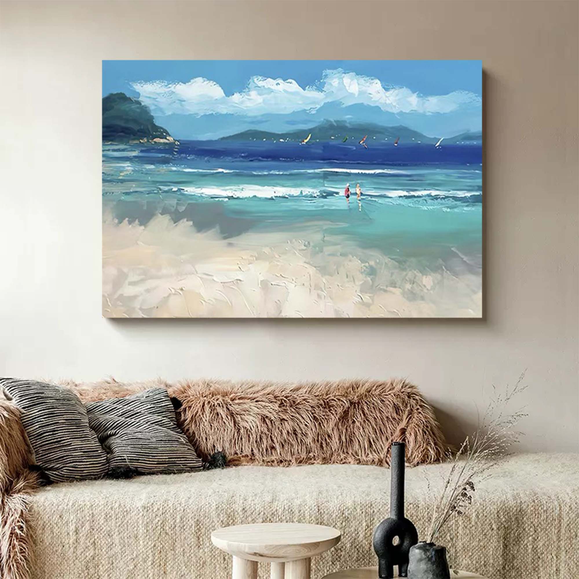 Serene Tropical Beach Ocean Canvas Wall Art