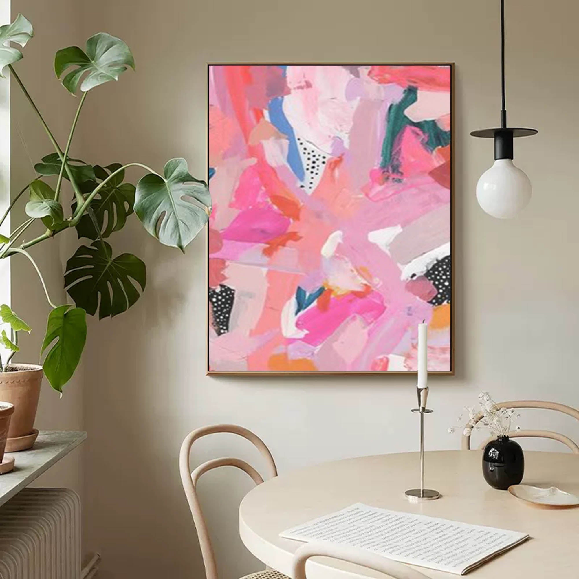 Vibrant Pink Abstract Canvas Wall Art