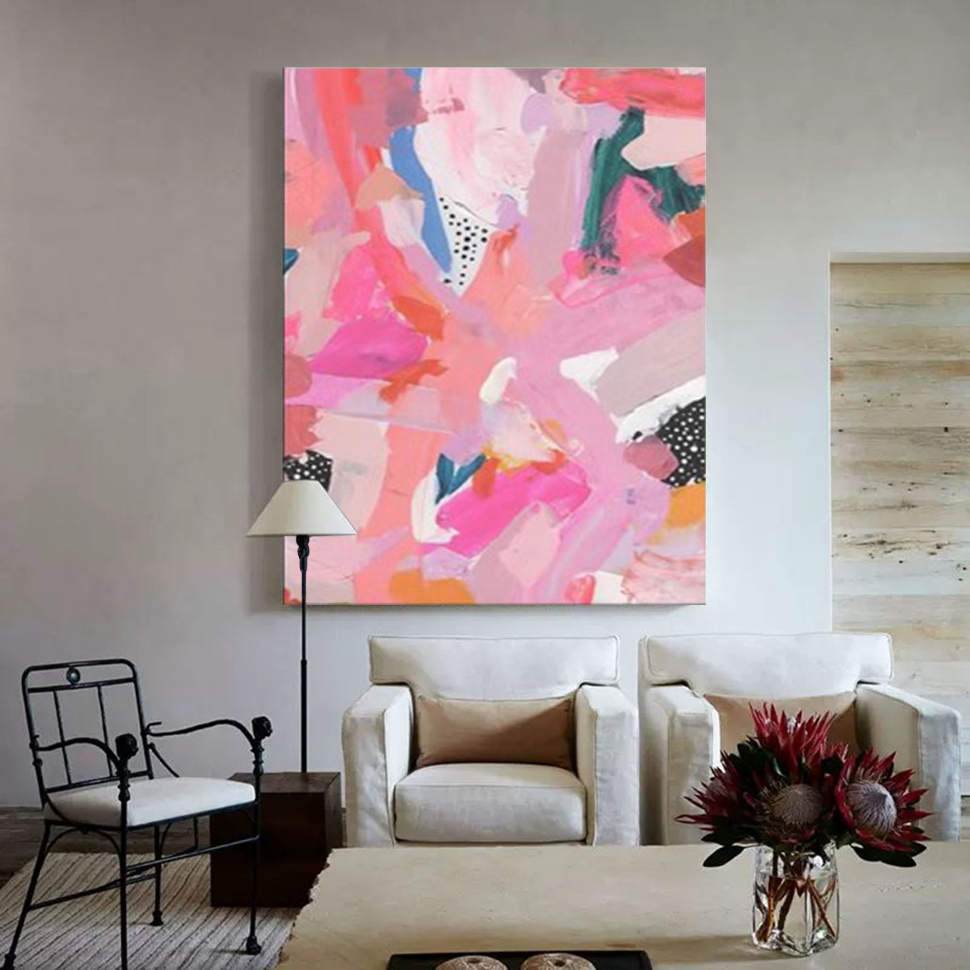 Vibrant Pink Abstract Canvas Wall Art