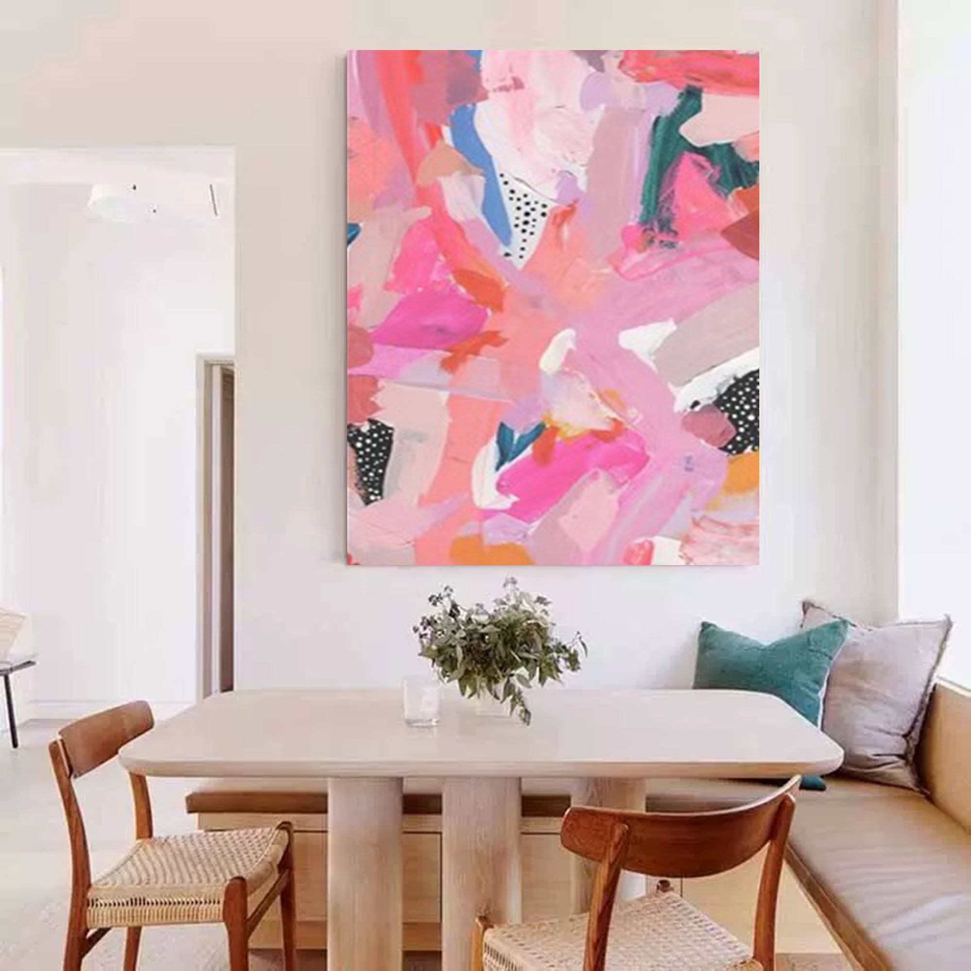 Vibrant Pink Abstract Canvas Wall Art