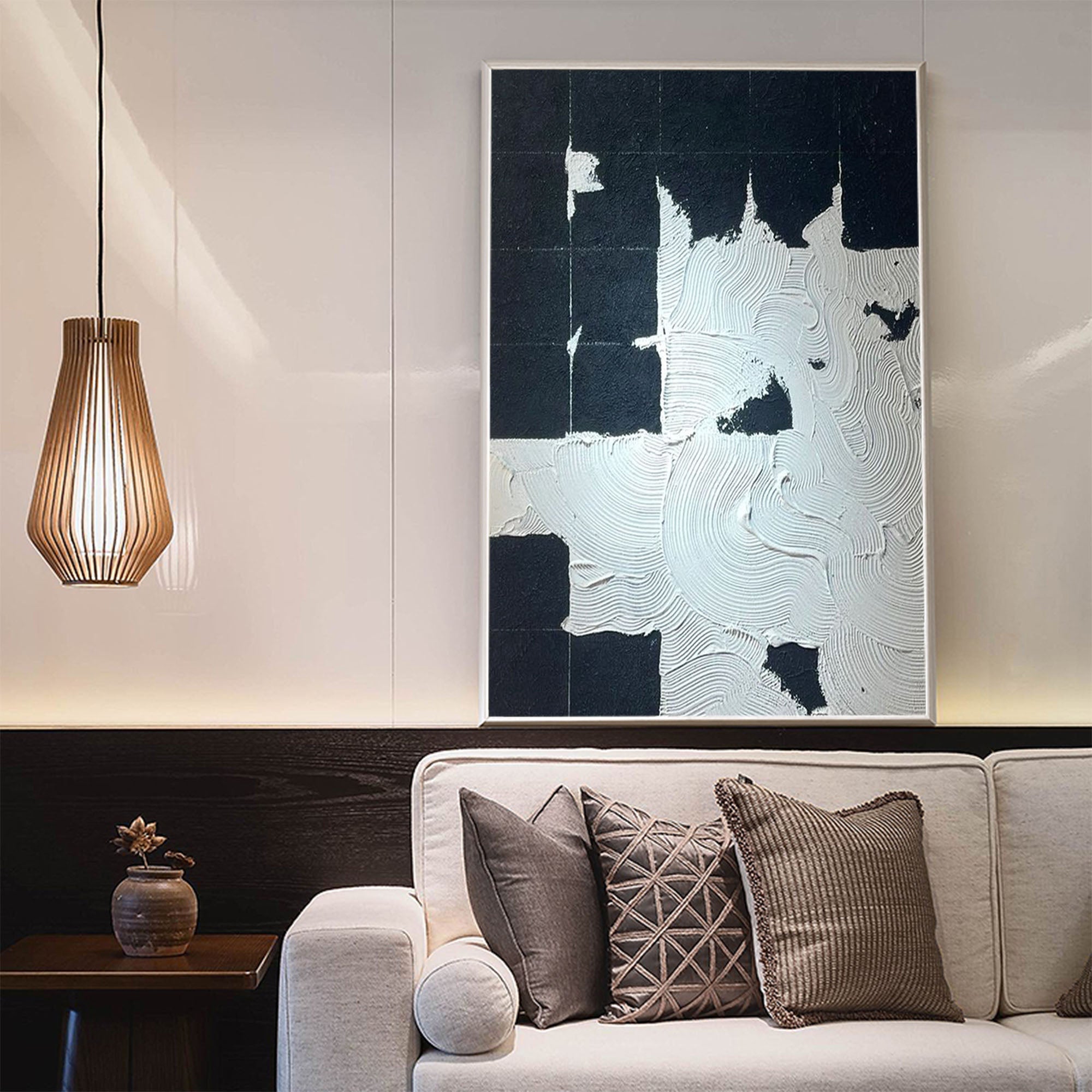 Black White Minimalist Painting