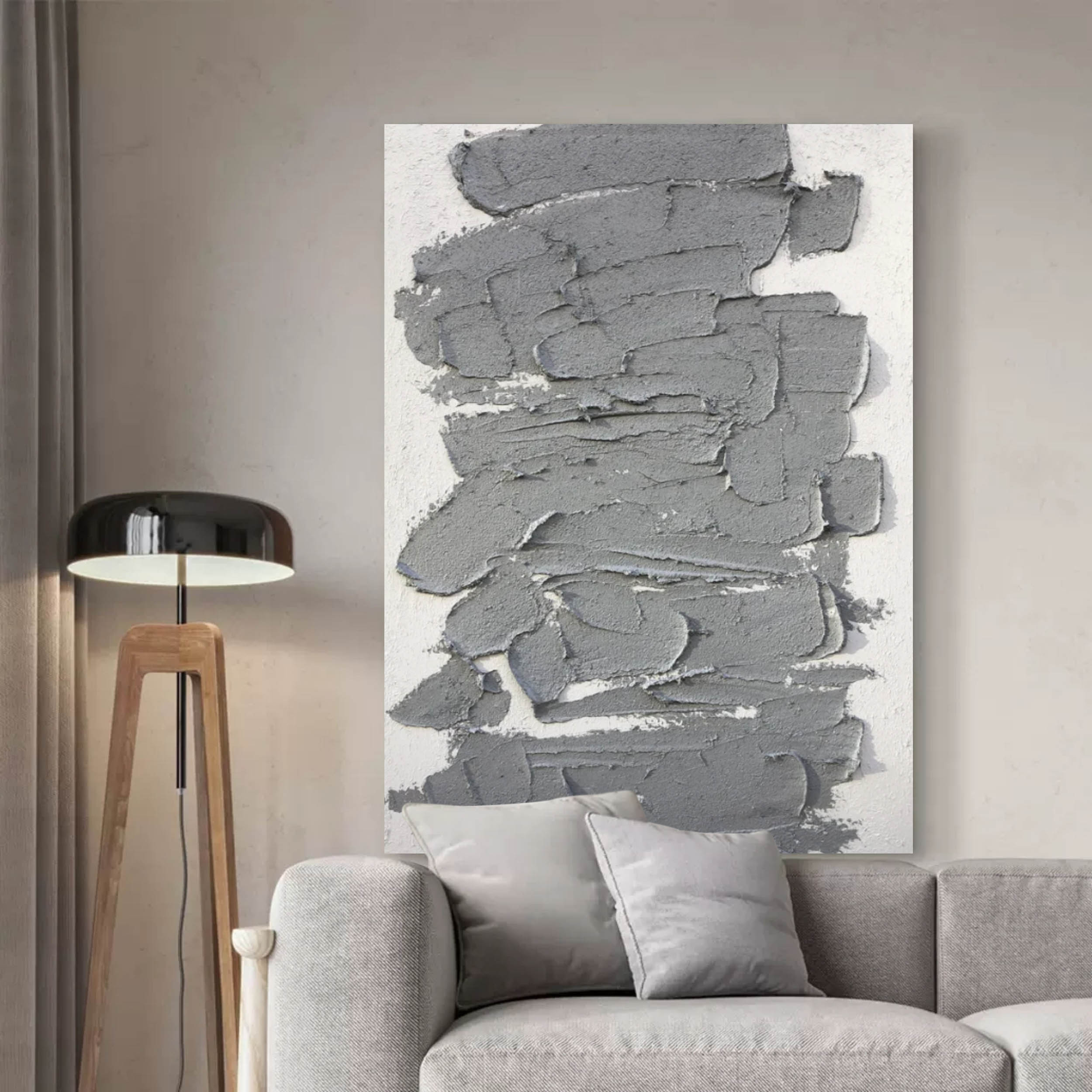 Wall Art Vertical Abstract Slate Patch Charcoal
