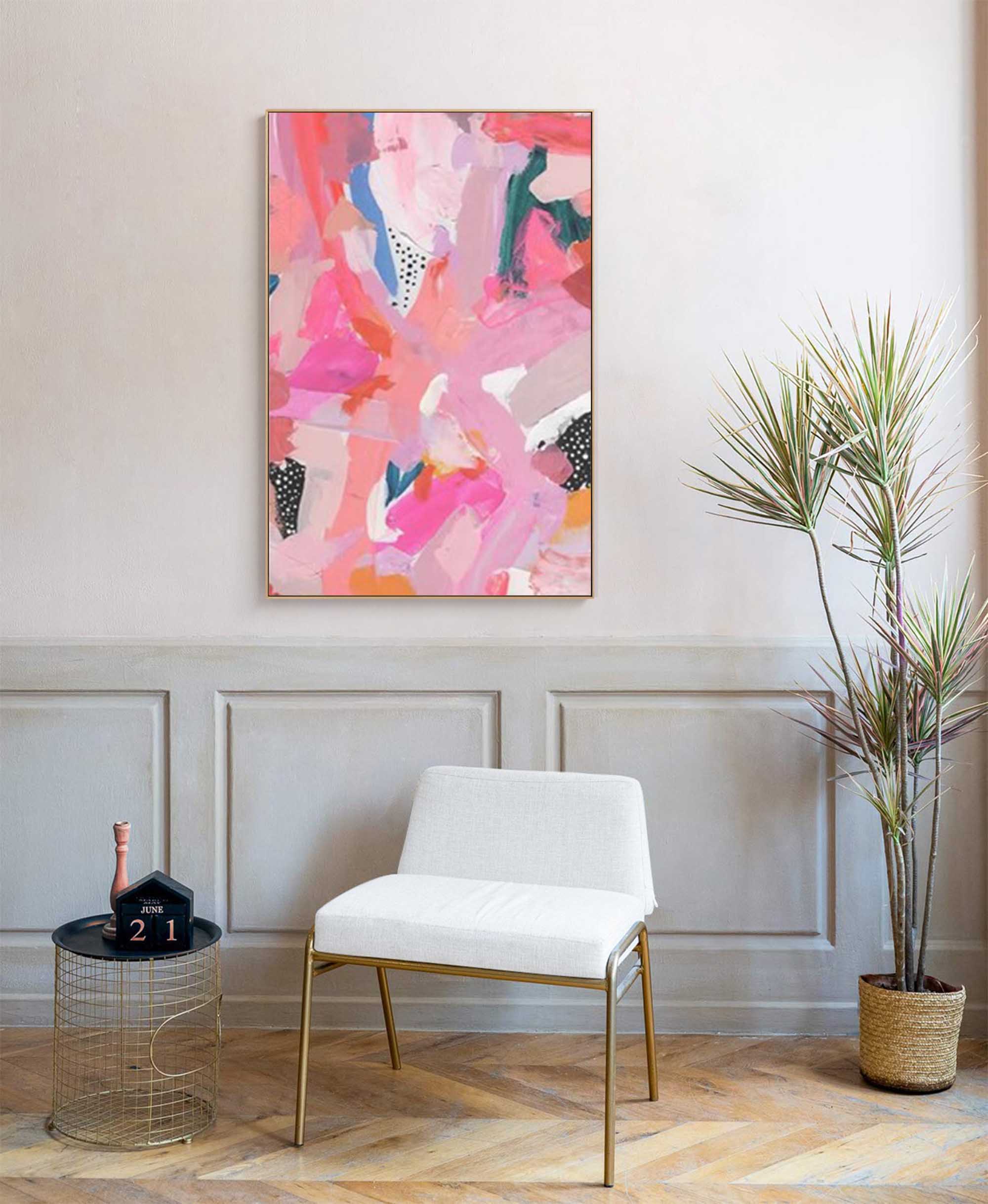 Vibrant Pink Abstract Canvas Wall Art