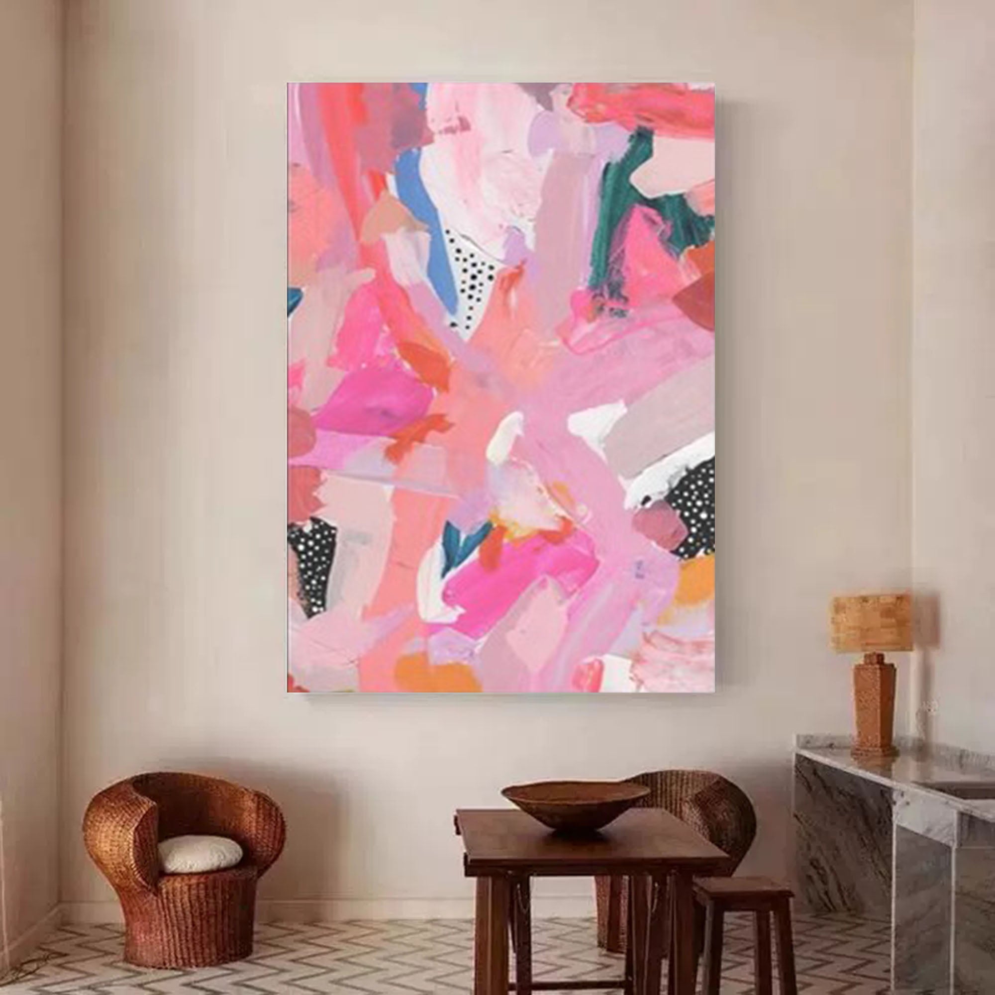 Vibrant Pink Abstract Canvas Wall Art