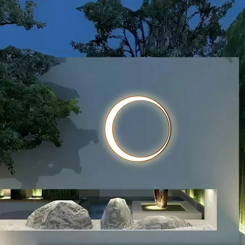 Ray Art Deco Ring Metal Lunar Glow Outdoor Wall Light - Neutralighting