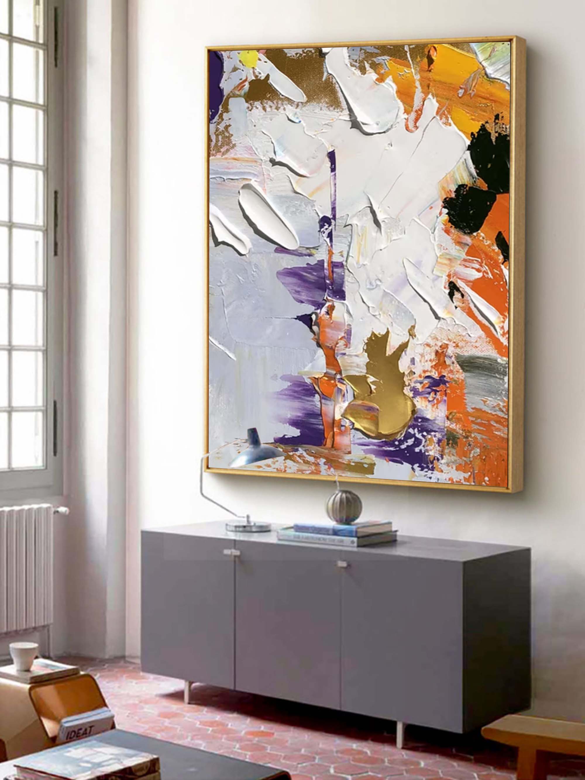 Wall Art Bold Orange Purple Gold Abstract