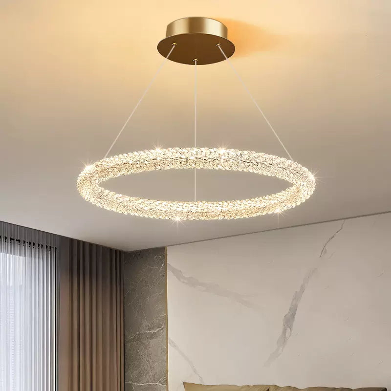 Kristy Art Deco Chandelier, Metal & Crystal, 1/2/3 Ring - Neutralighting