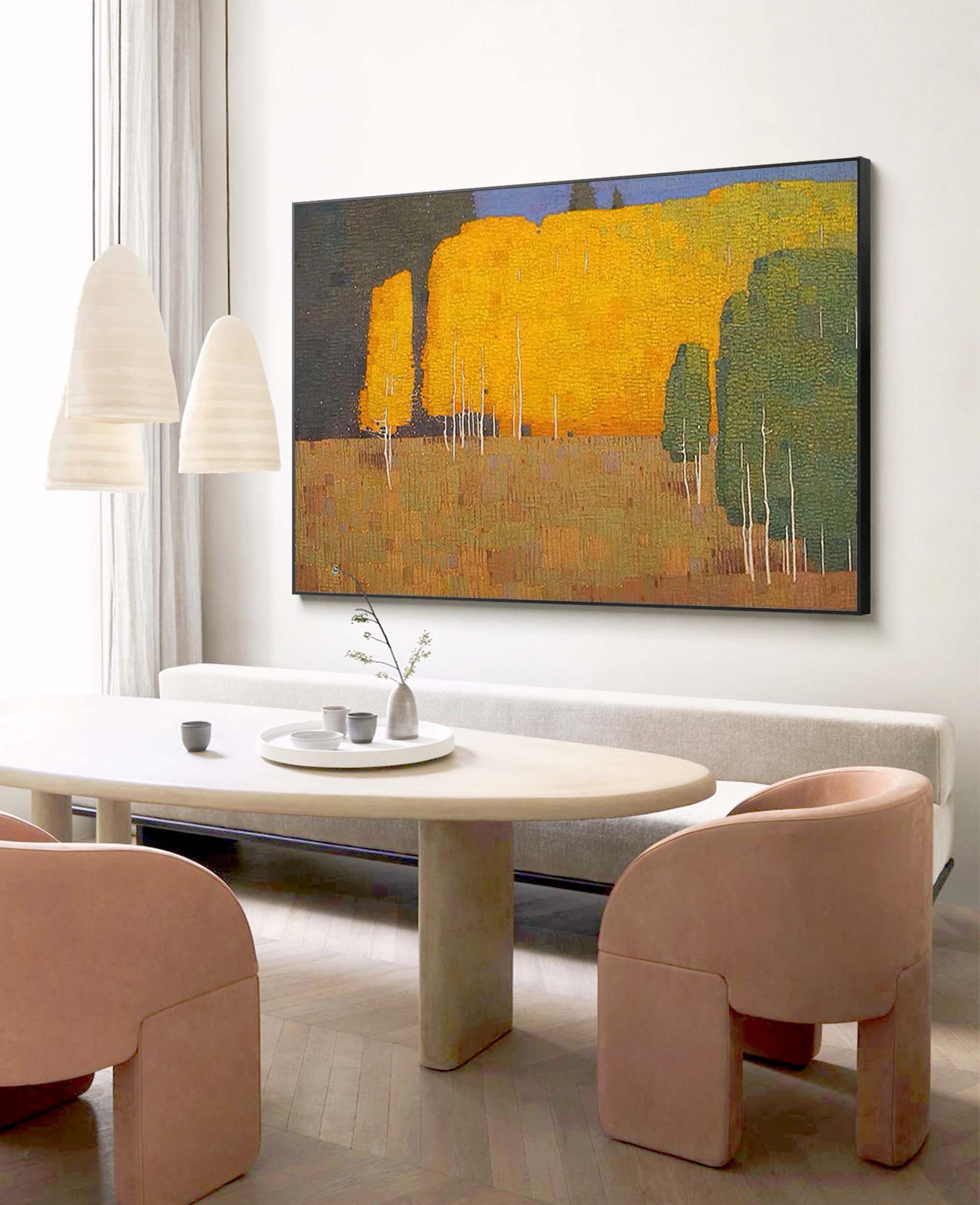 Golden Autumn Forest Landscape Canvas Wall Art