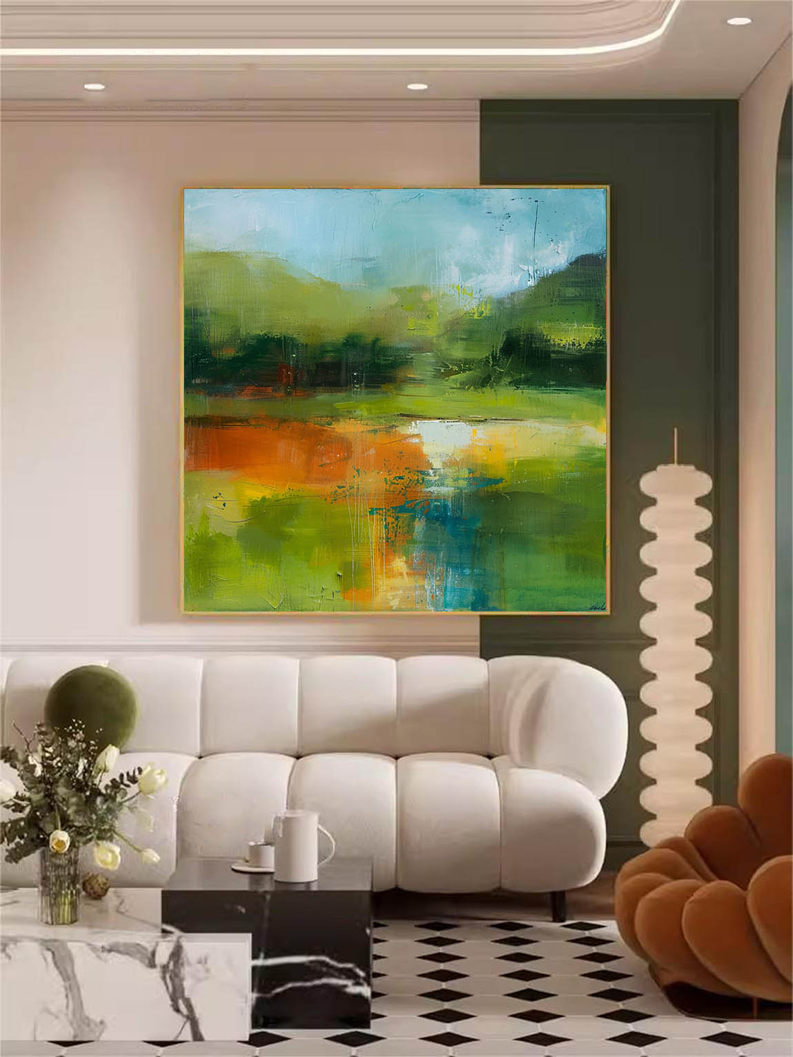 Wall Art Abstract River Landscape Impasto Modern