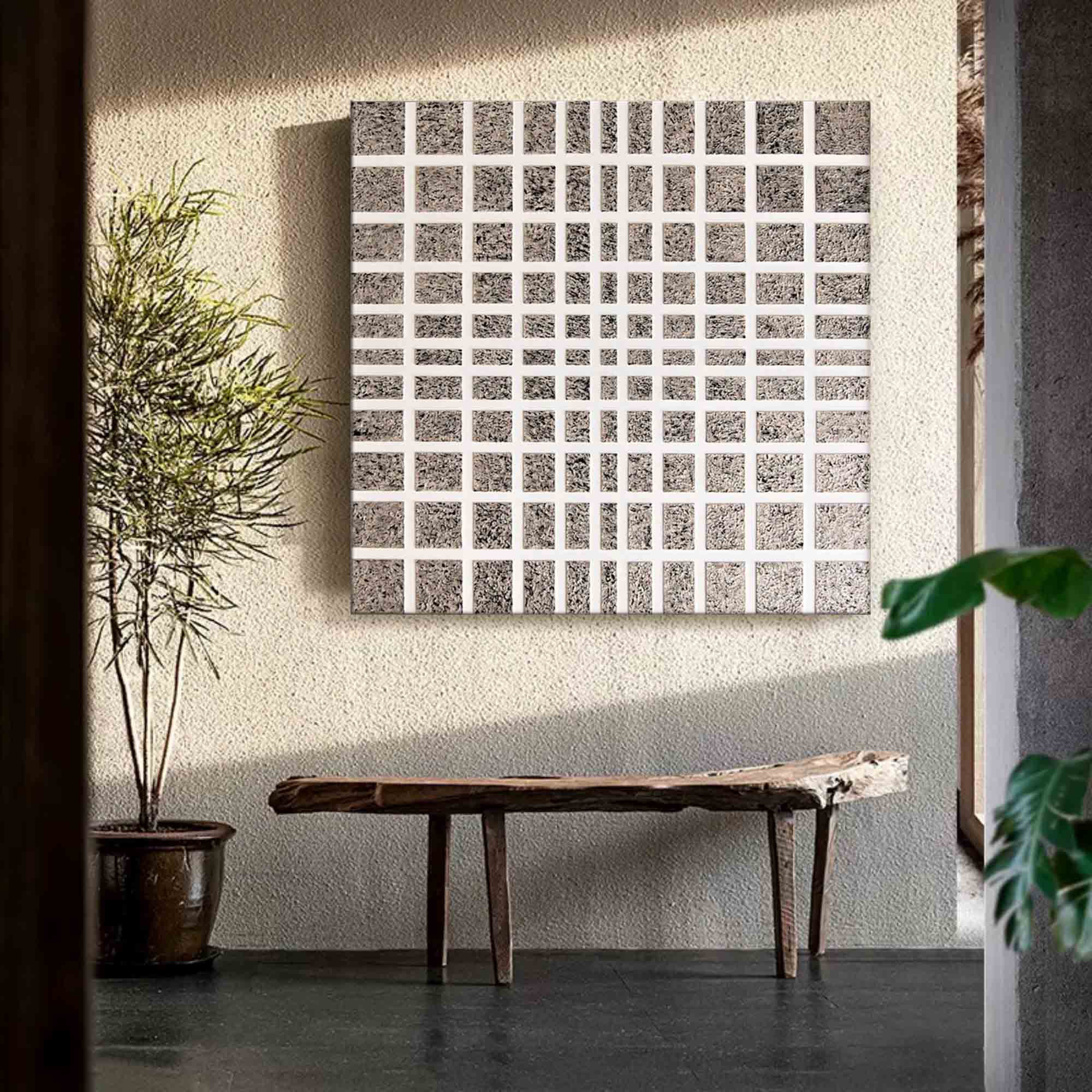 Wall Art Square Abstract Textured Grid