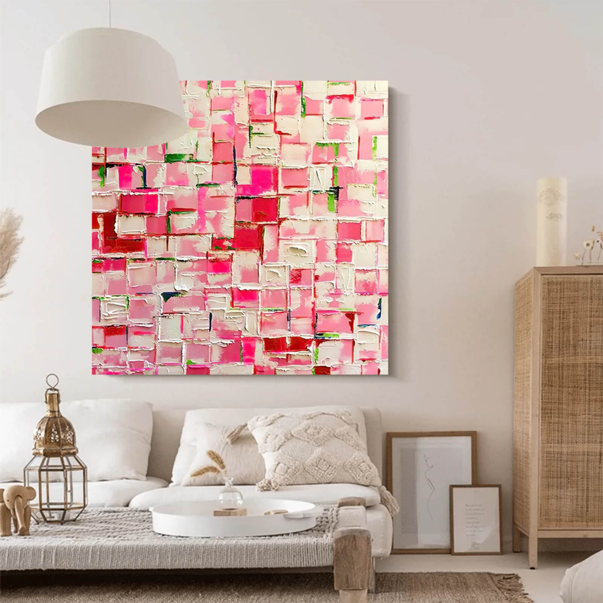 Pink Mosaic Abstract Wall Art