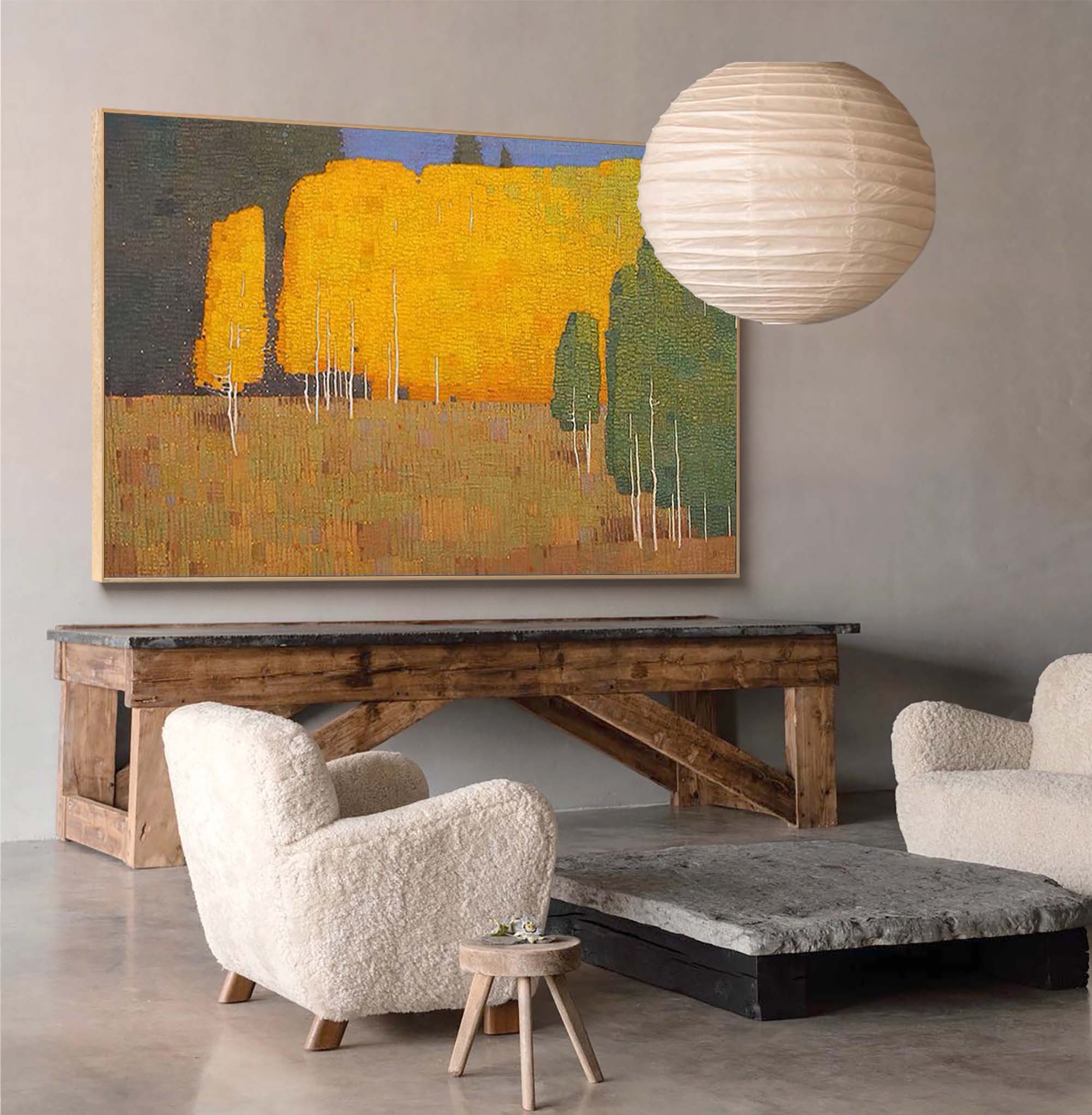 Golden Autumn Forest Landscape Canvas Wall Art