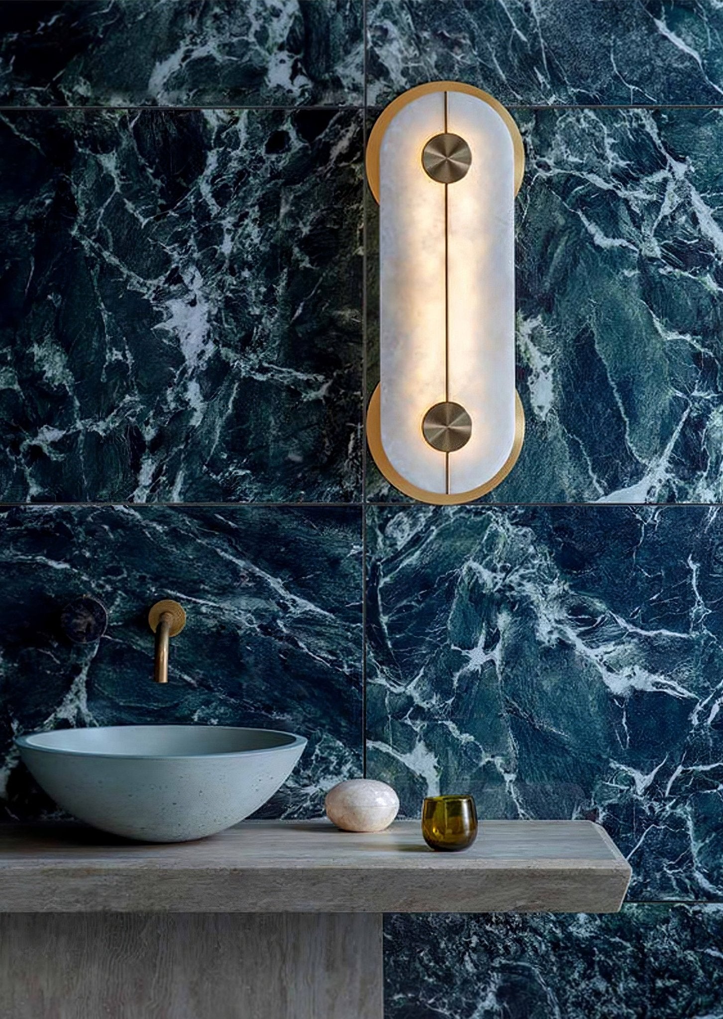 Selene Alabaster Wall Light Brass - Neutralighting